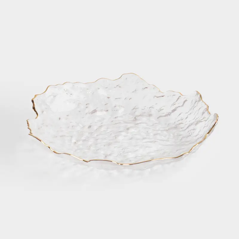 Dish, 25 cm, glass, with golden edging, Nautilus gold ,image-0