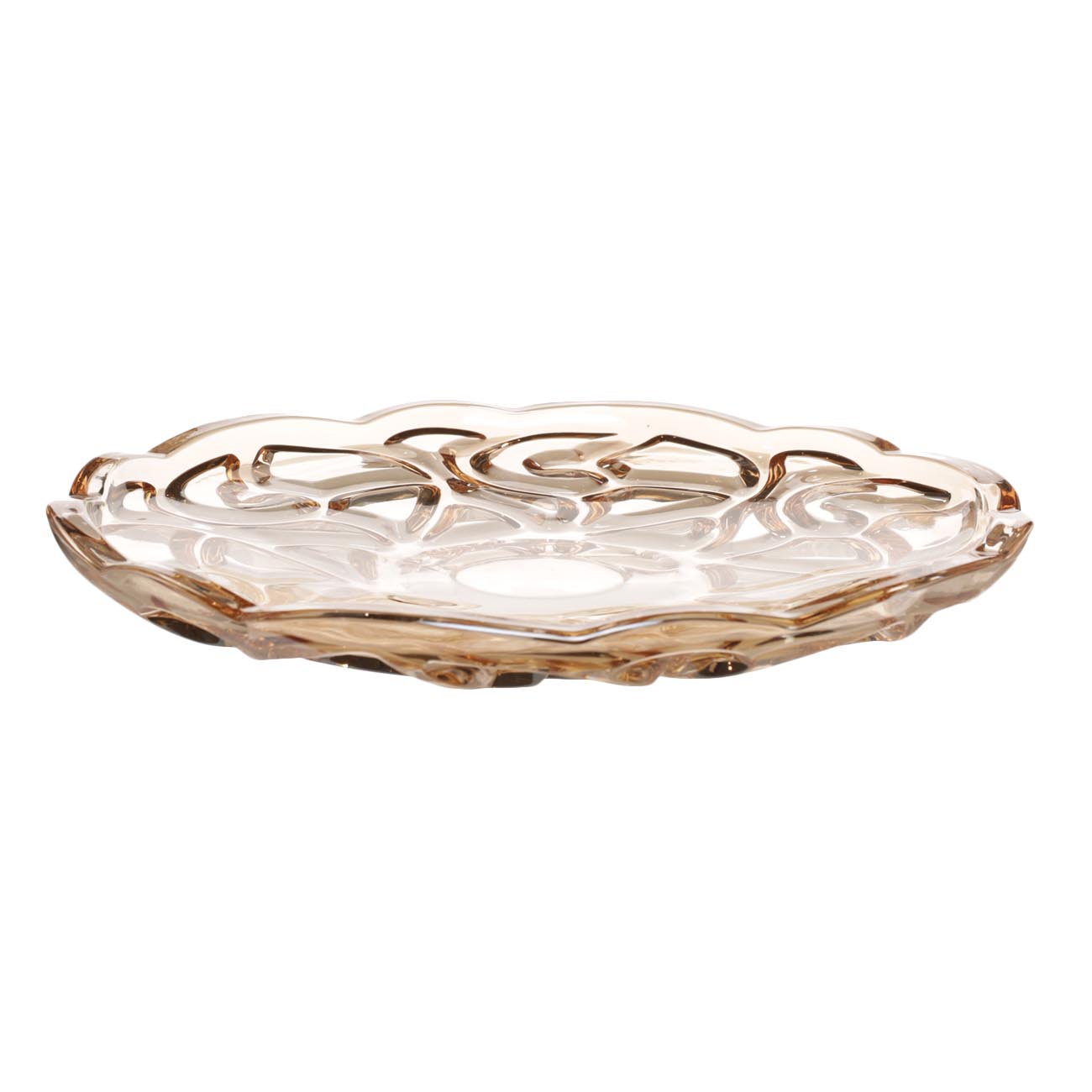 Dish, 32 cm, glass R, amber, Patterns, Gala