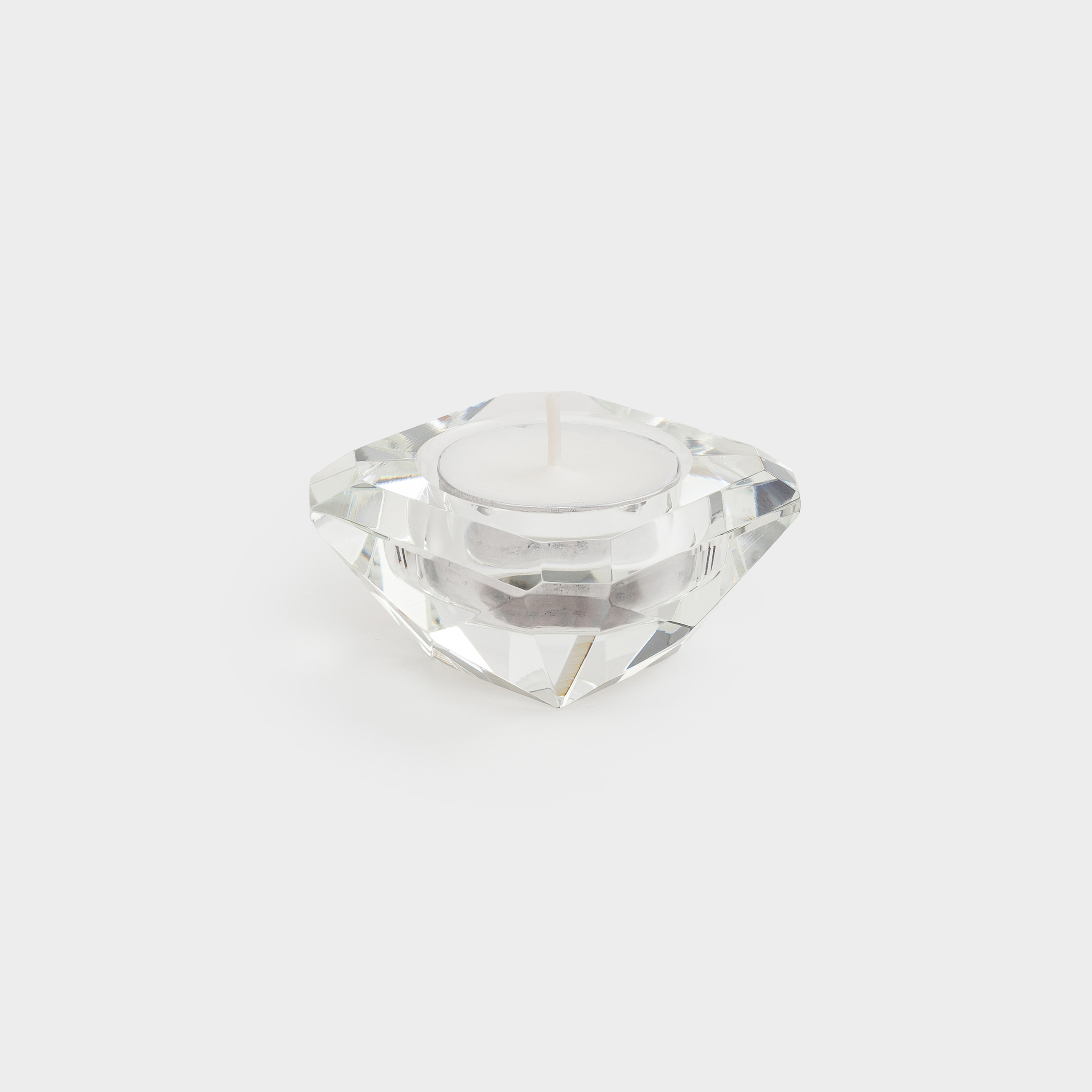 Candlestick, 7 cm, for tea candle, glass, Facets, Lux crystal
