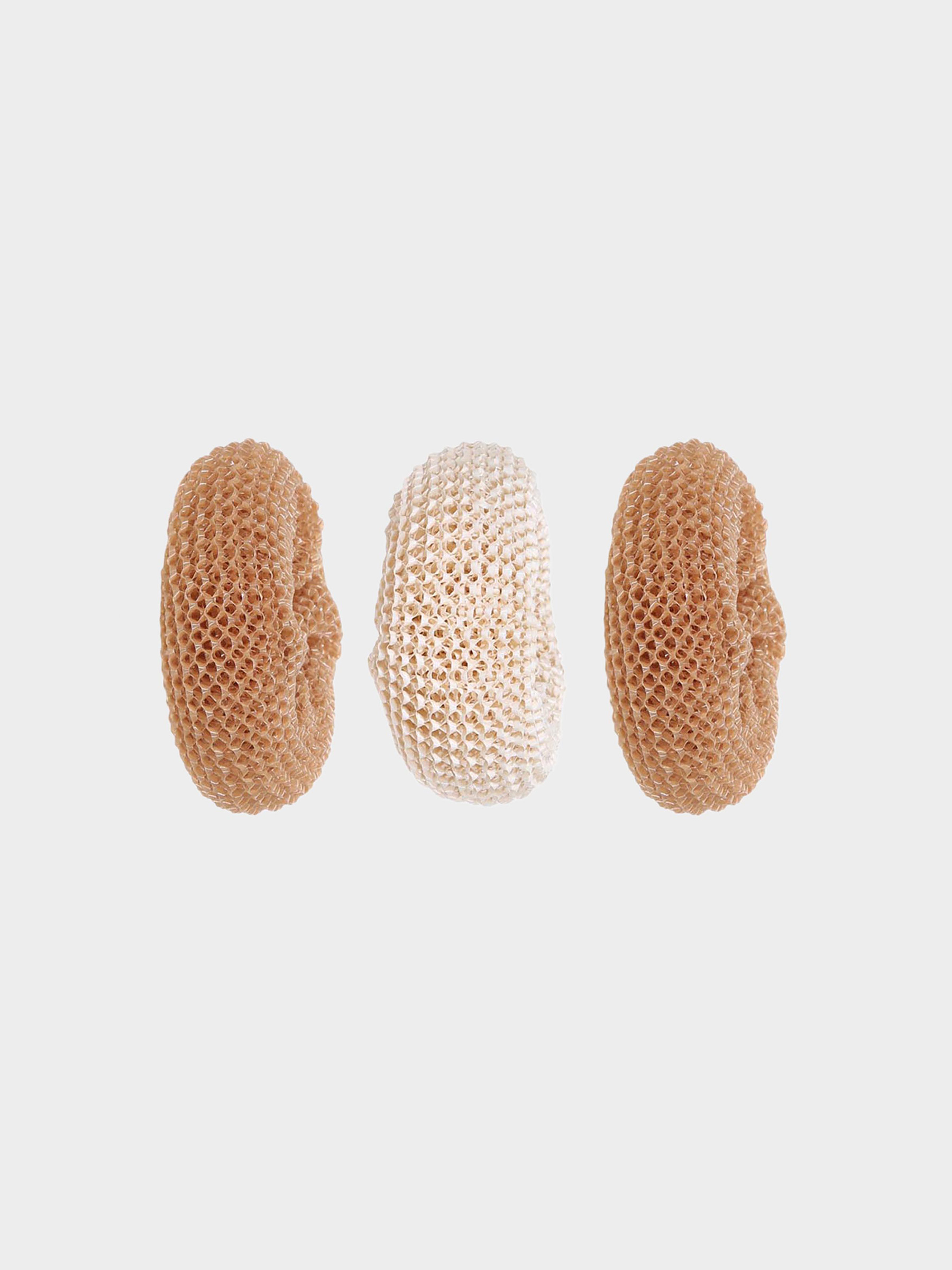 Cleaning sponge, 8 cm, 3 pcs, vegetable fiber, beige / brown, Clean, image-1