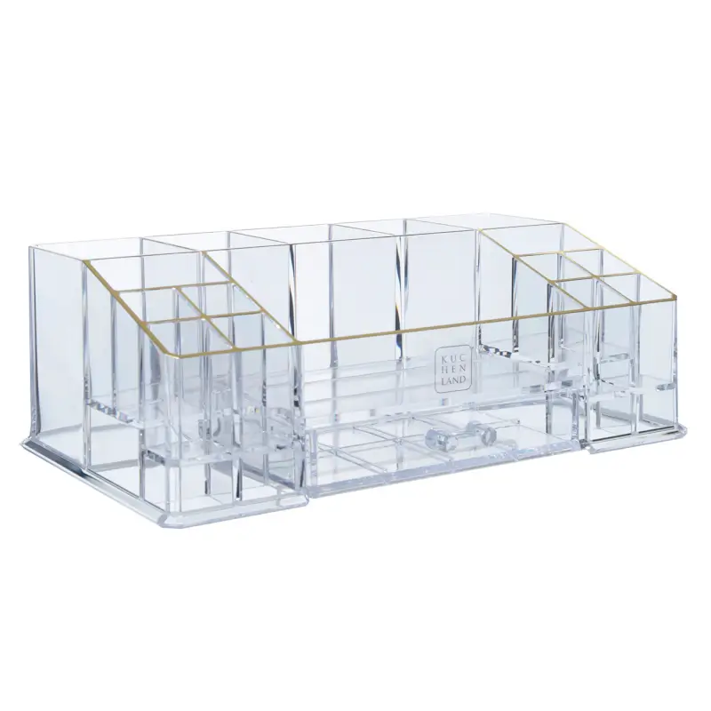 Organizer for cosmetics, 28x10 cm, 15 otd, with drawer, plastic, gold edging, Dorado ,image-0