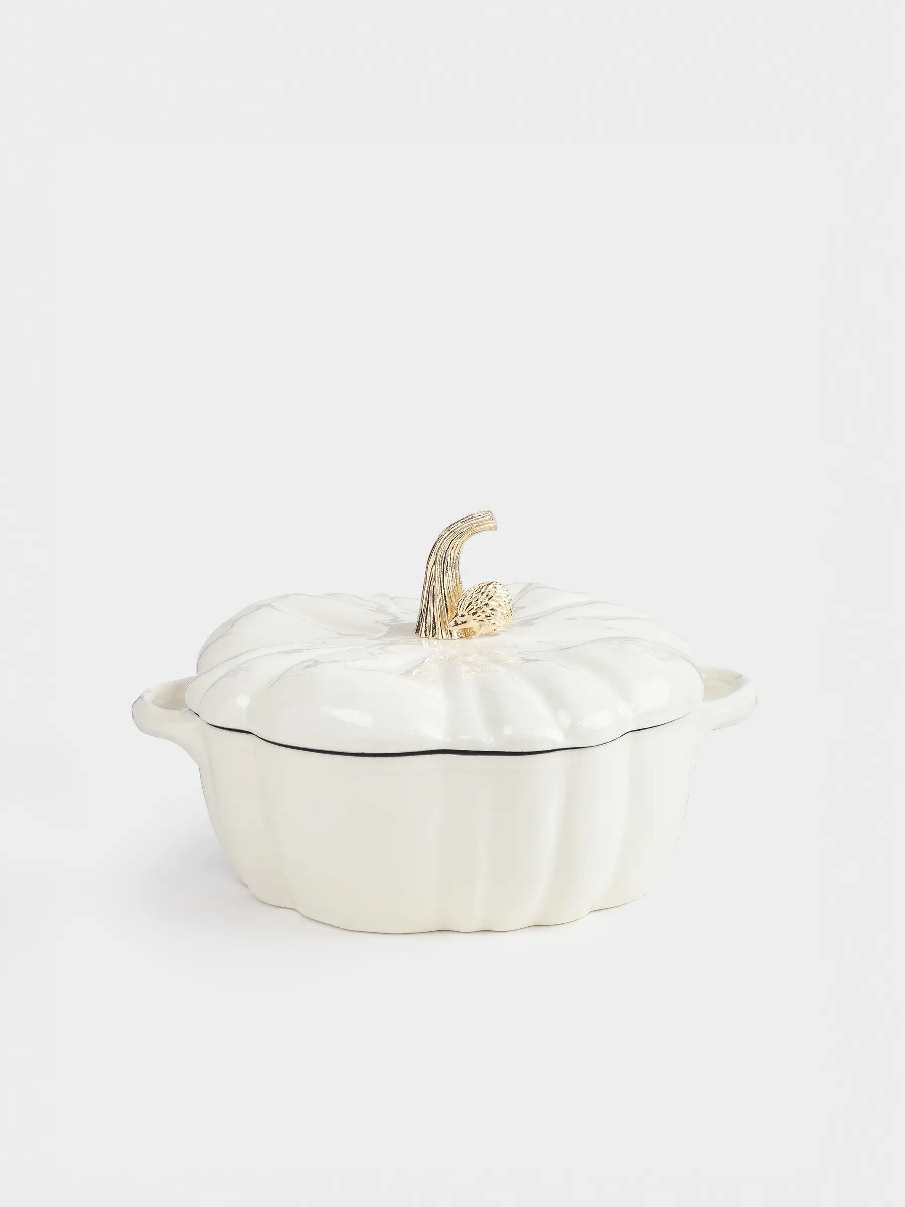 Cauldron, 25 cm, 3.3 l, with lid, cast iron, milky, Pumpkin, Gourd
