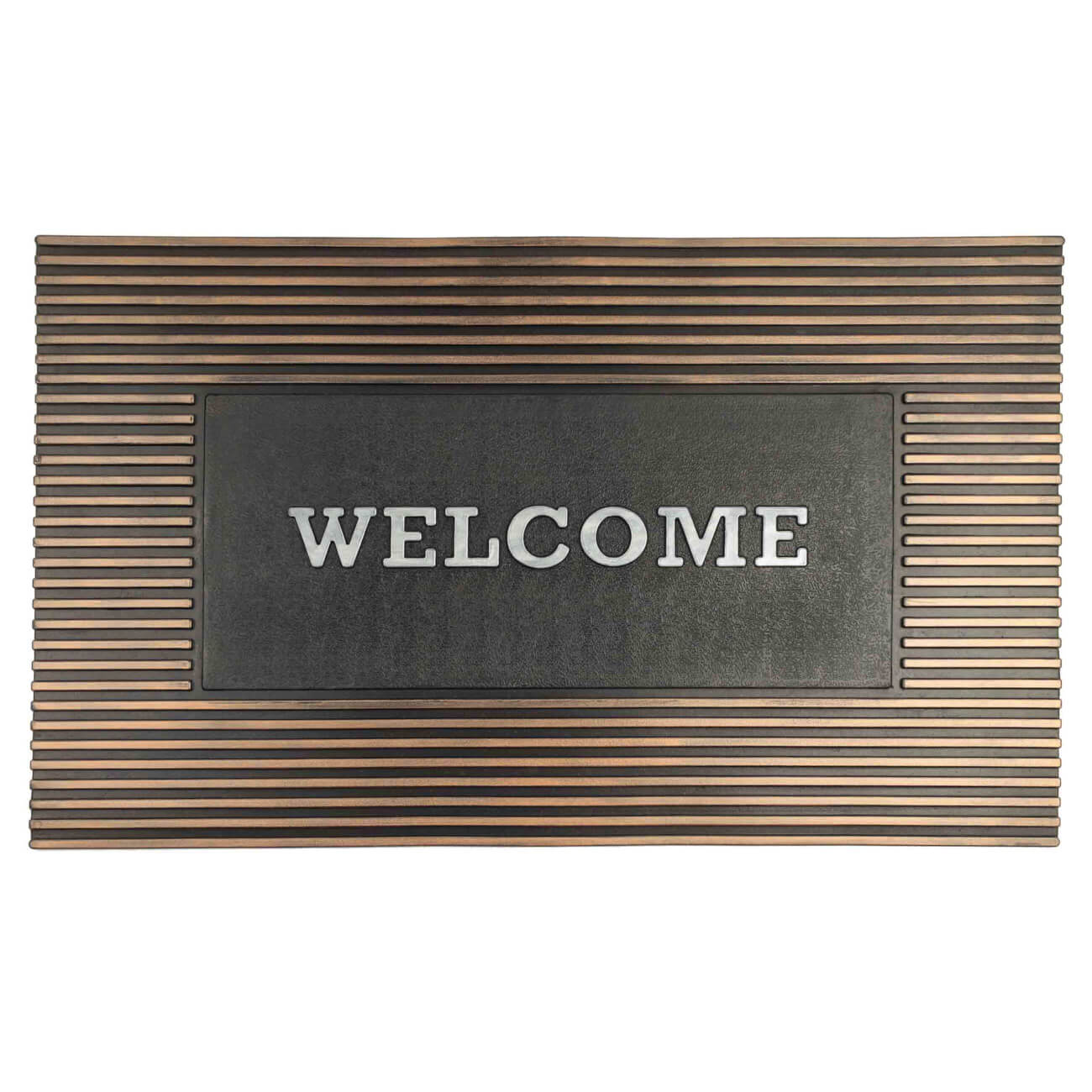 Door mat, 45x75 cm, rubber, bronze-black, Stripes, homewear deco