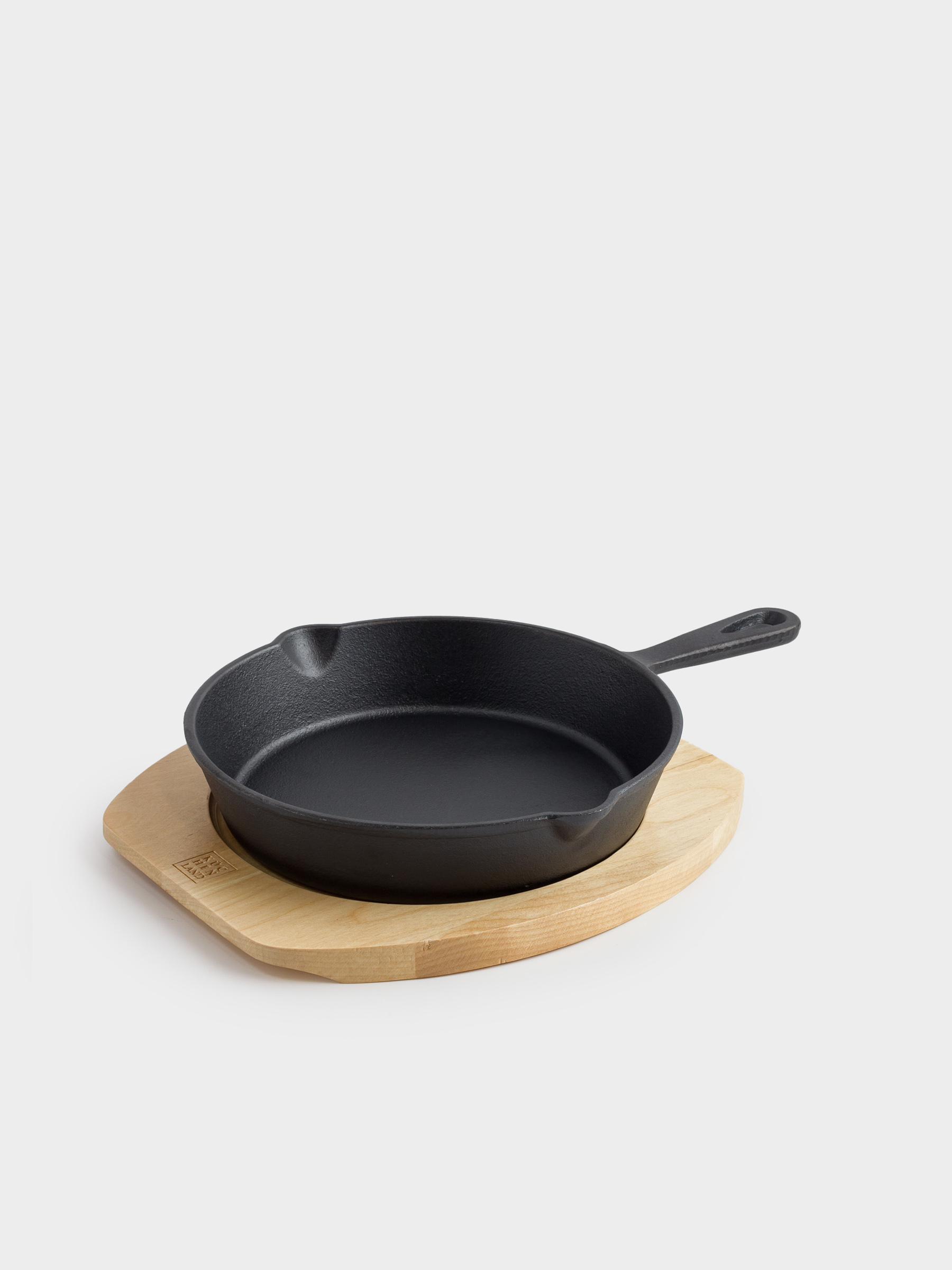 Frying Pan with base, 20 cm, cast iron/wood, round, black, Authentic, image-1