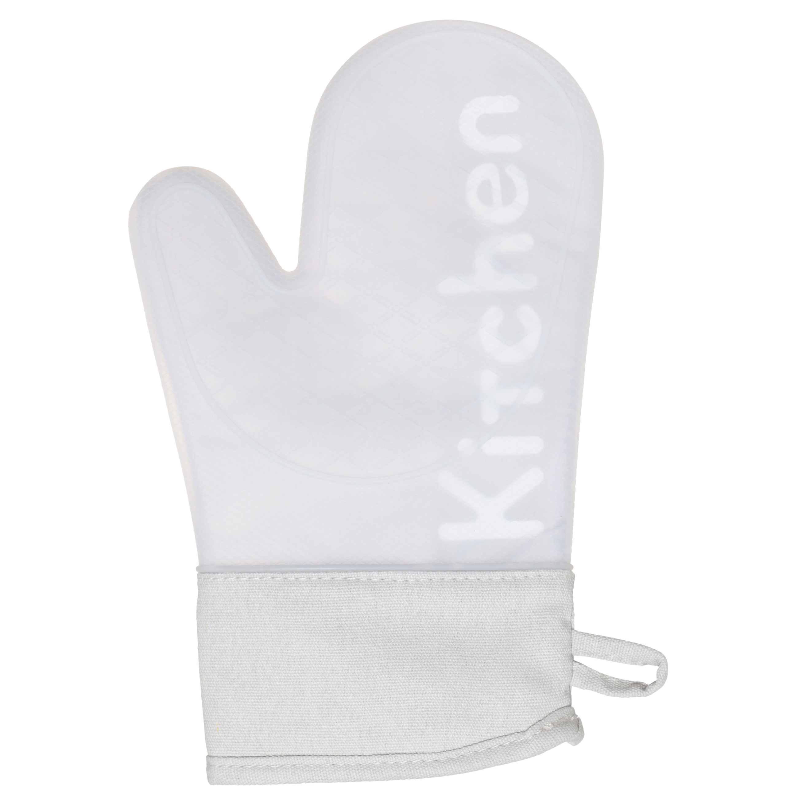 Mitt holder, 21x30 cm, silicone/cotton, beige, Lettering, image-0