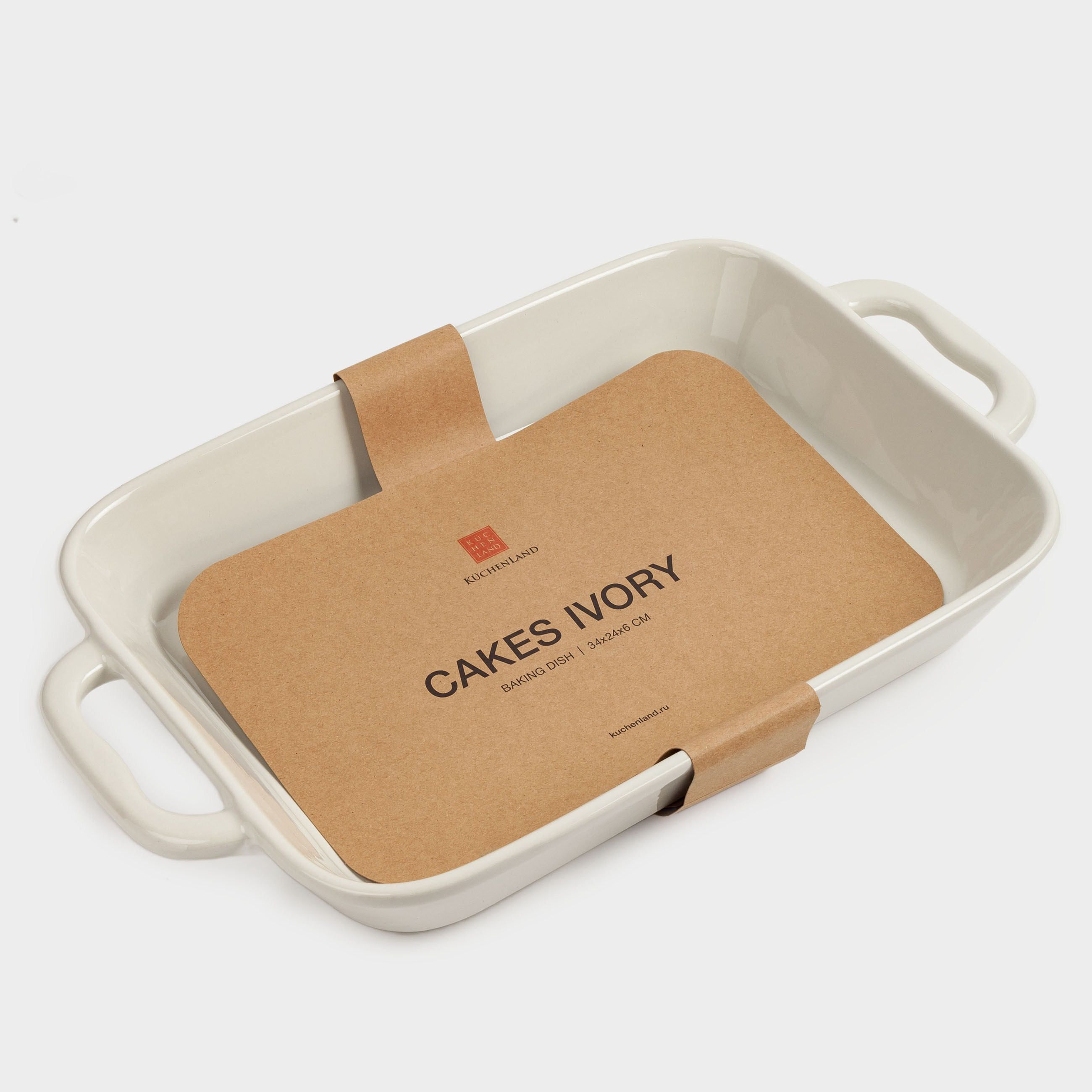 Baking dish, 34x24 cm, ceramic, rectangular, milk, Cakes ivory