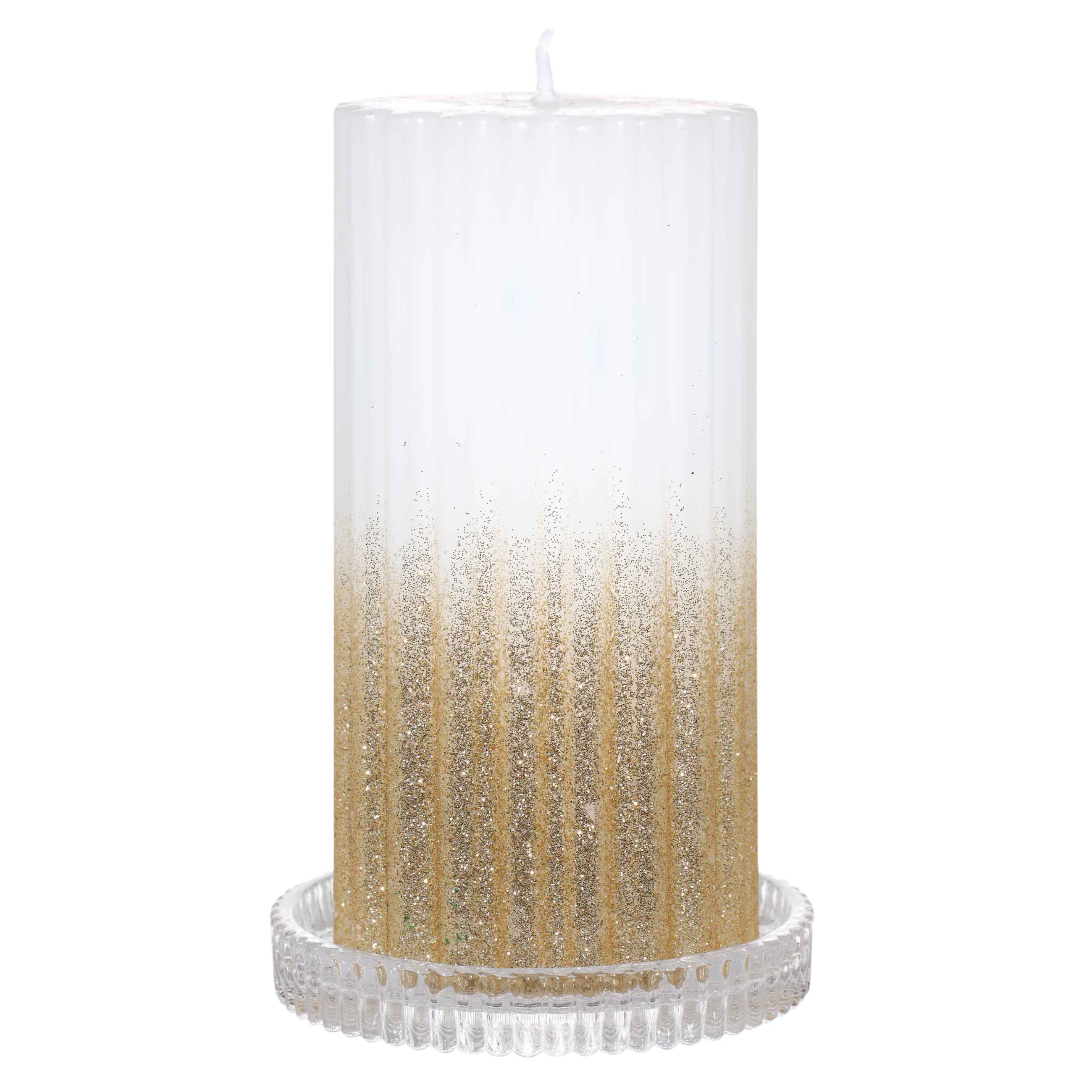 Candle holder, 9 cm, for cylindrical candle, glass, Ribby