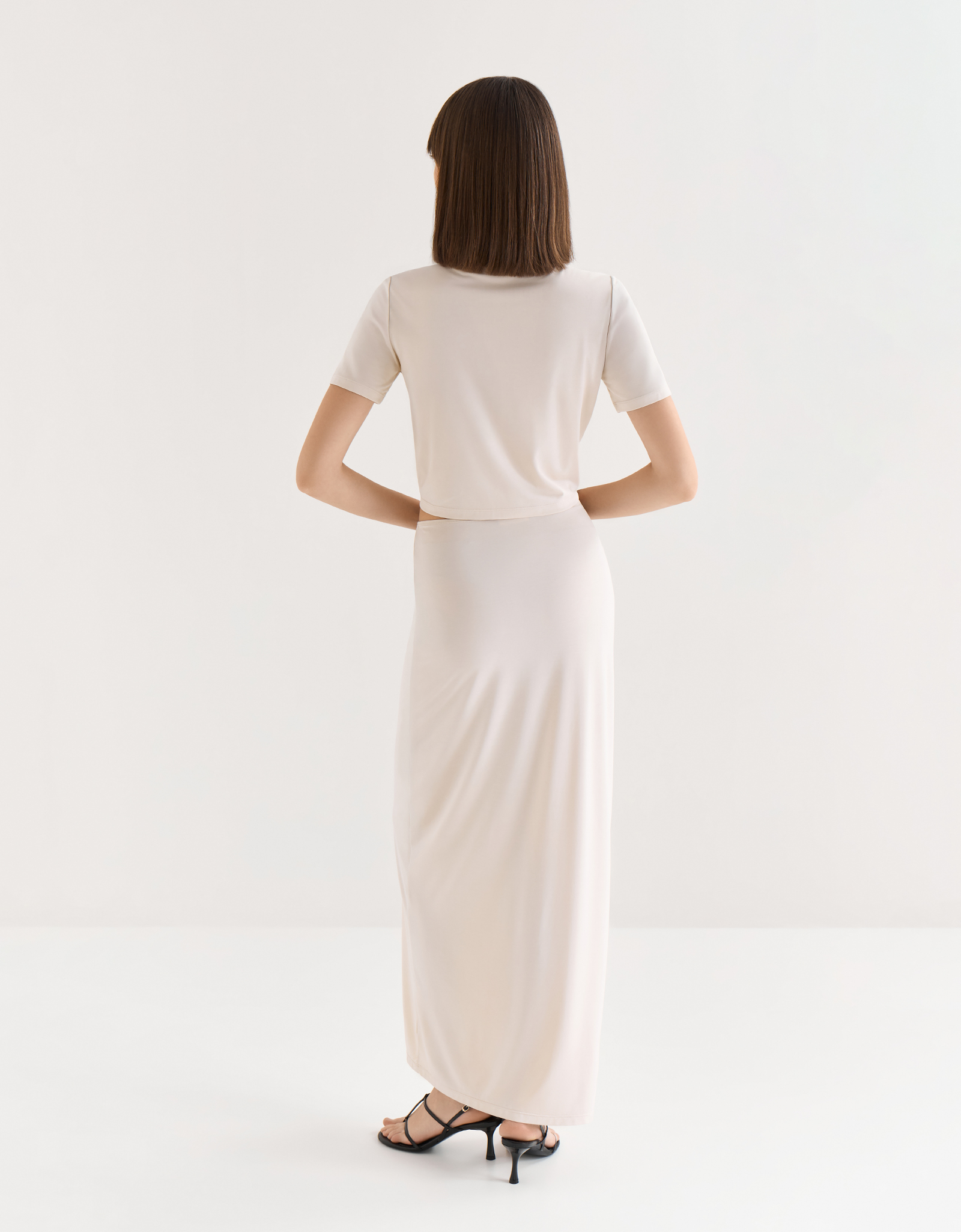 Women's skirt, maxi, size S, with assembly, viscose / polyester, graphite, Ametina, image-4