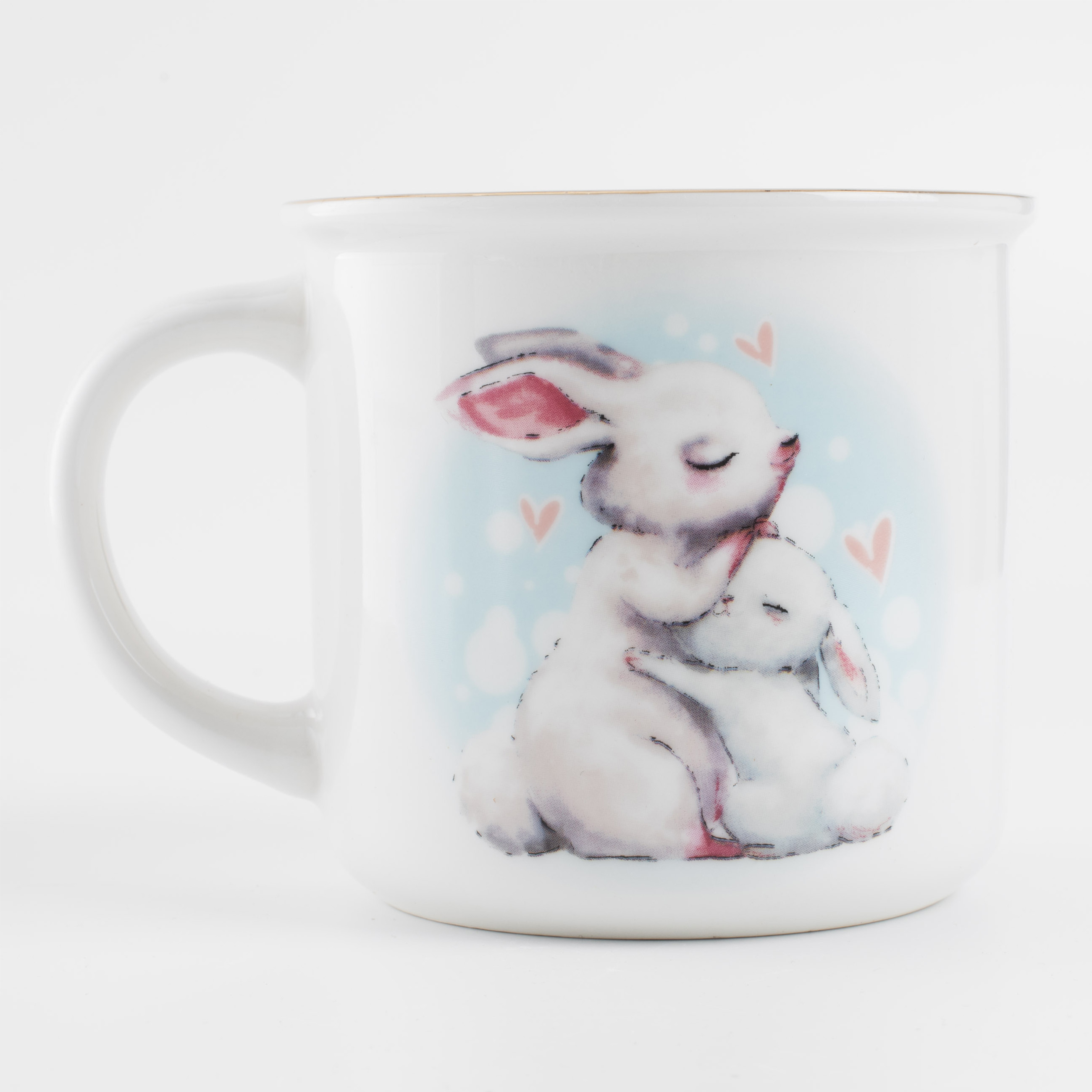 Mug, children's, 360 ml, porcelain N, white, Rabbit with rabbit, Ideas, image-2