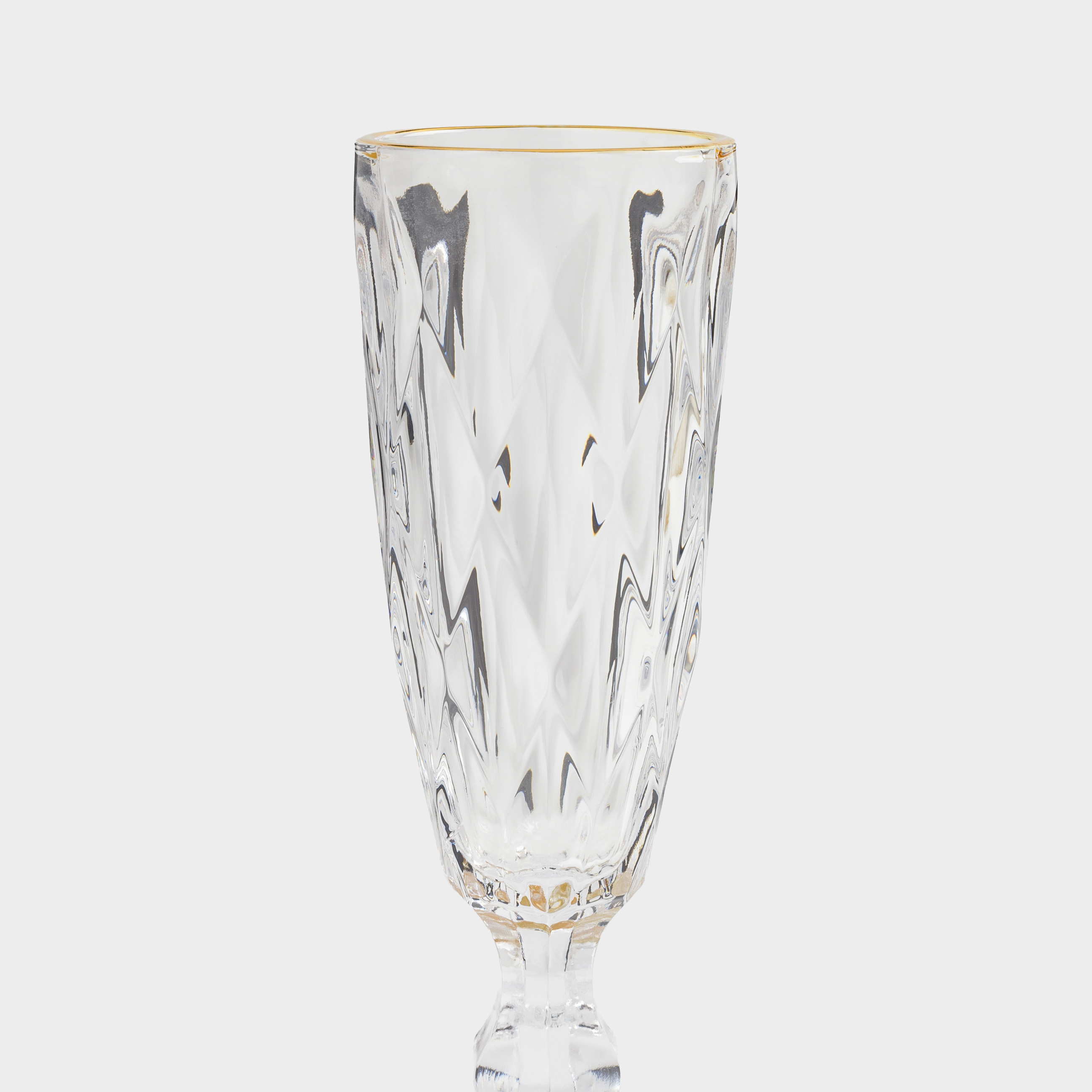 Champagne glass, 170 ml, glass R, with golden edging, Rhomb gold