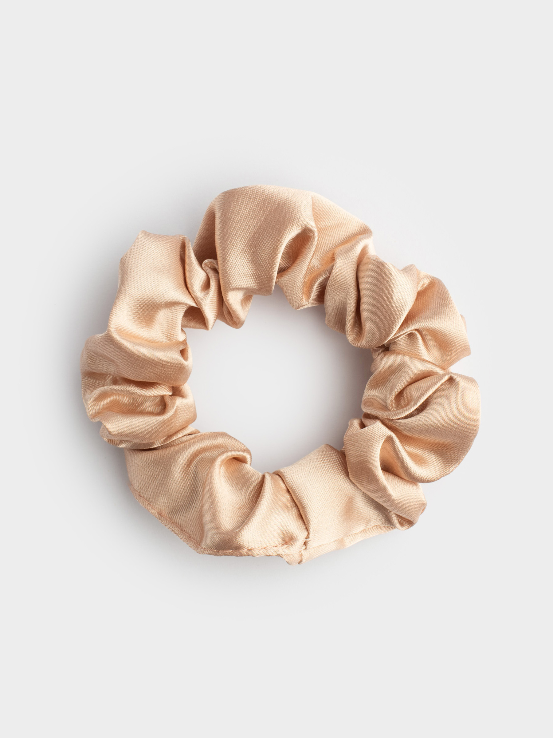 Elastic band for hair, 6 cm, satin, beige, Silk, image-0
