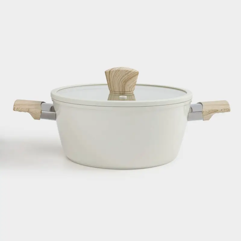 Pot, 24 cm, 3,9 l, with lid, coated, aluminum, milky, Sentimentality