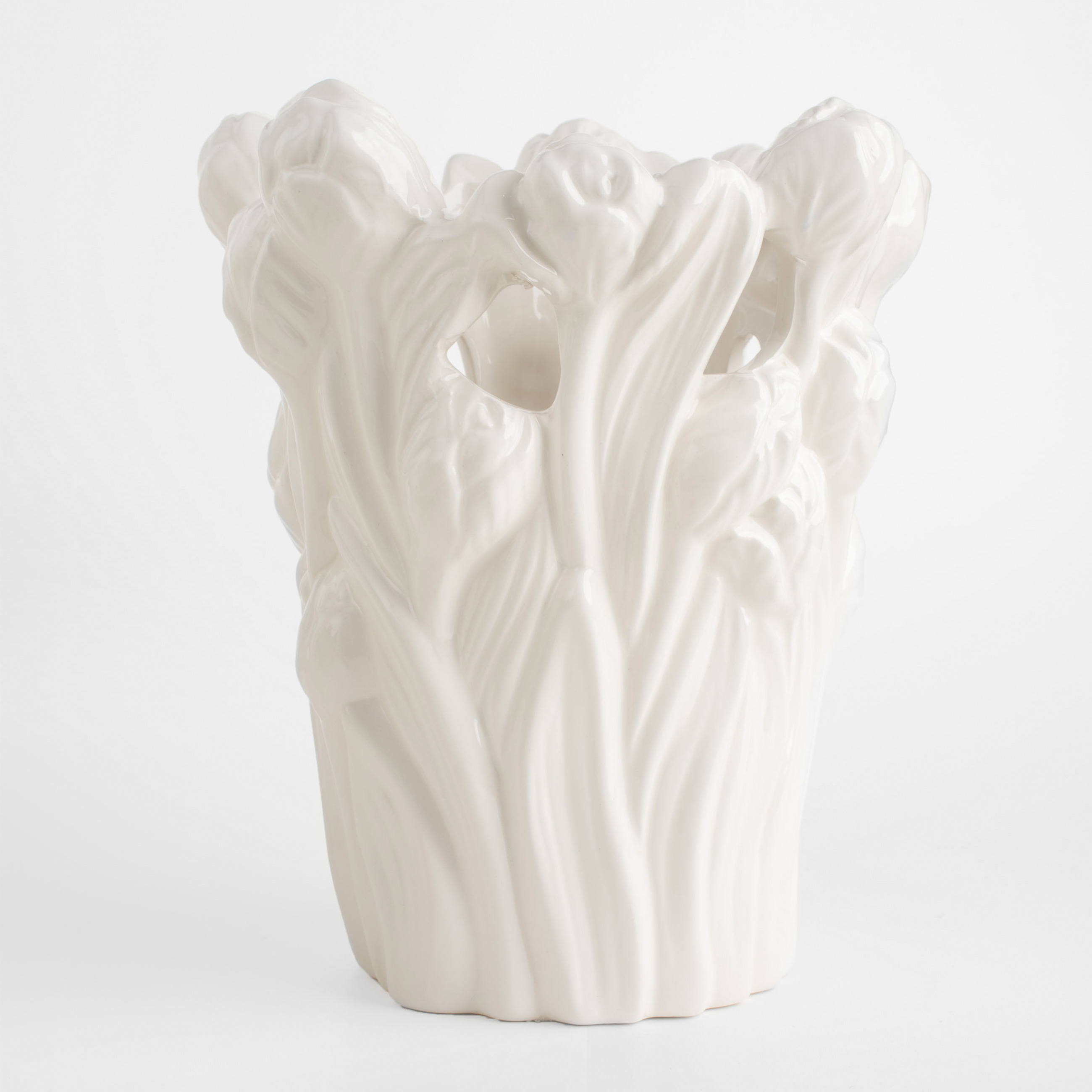 Flower vase, 25 cm, decorative, ceramic, white, Tulips, Tulip, image-1