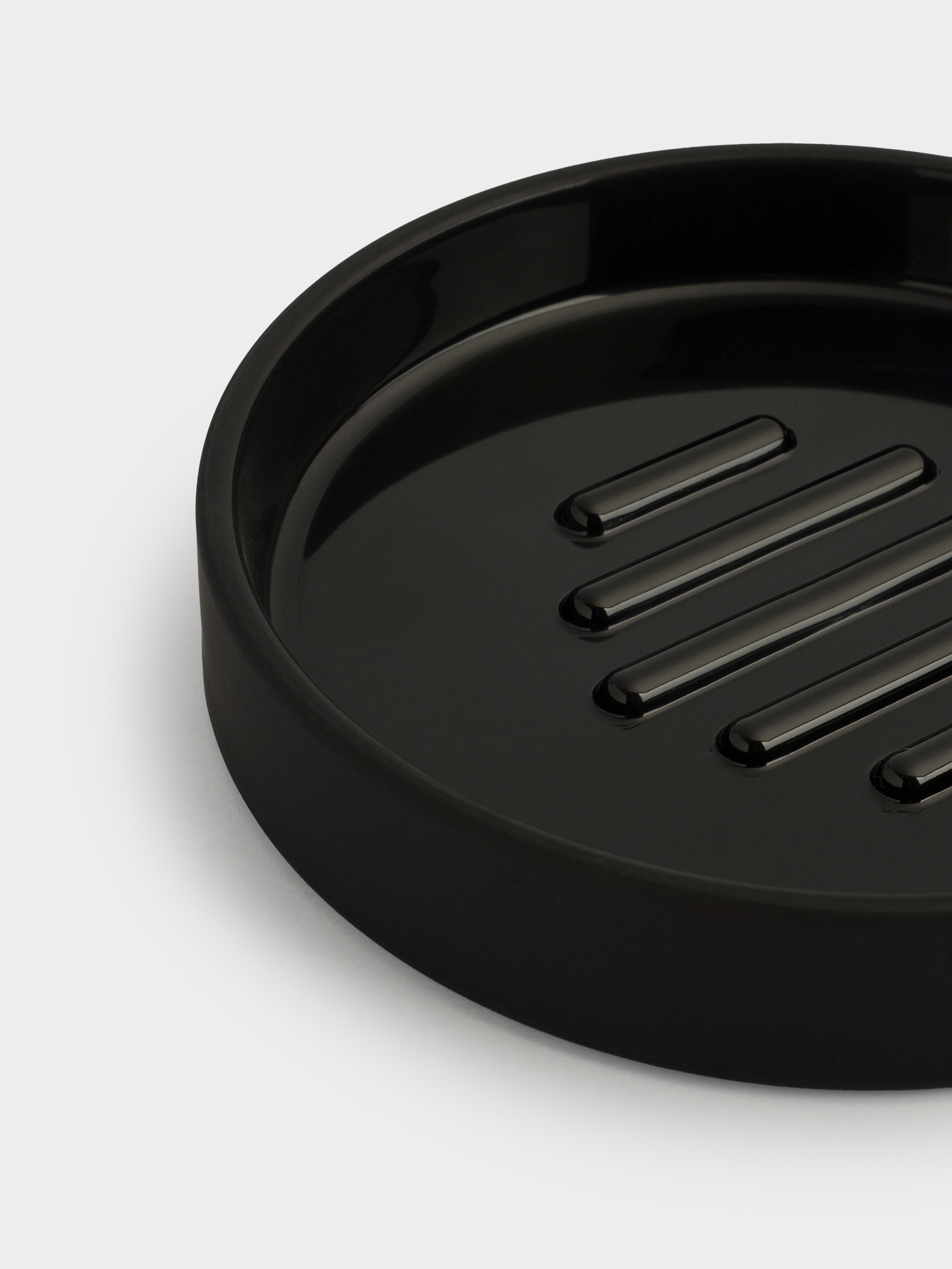 Soap dish, 12x12 cm, plastic, round, black, Loft style