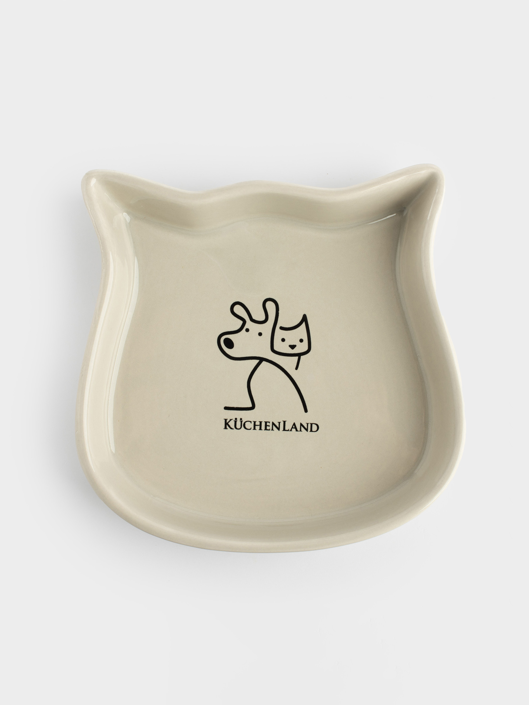 Pet bowl, 14x14 cm, 160 ml, ceramic, grey, Cat, Whiskers, image-2