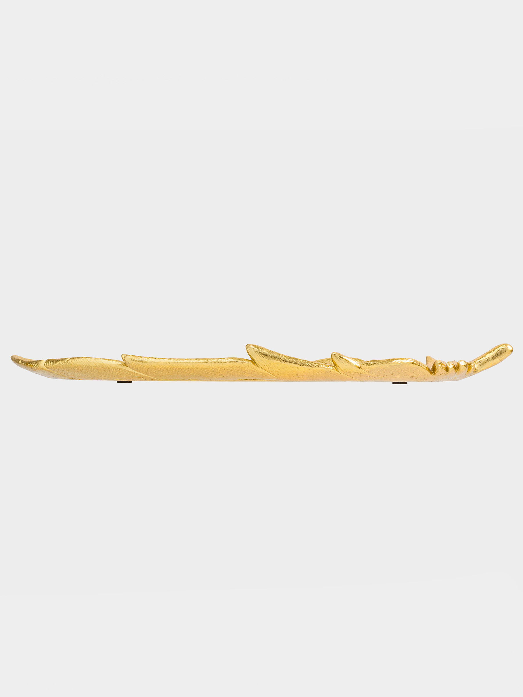 Decorative dish, 36x17 cm, polyresin, golden, Feather, Feather, image-2