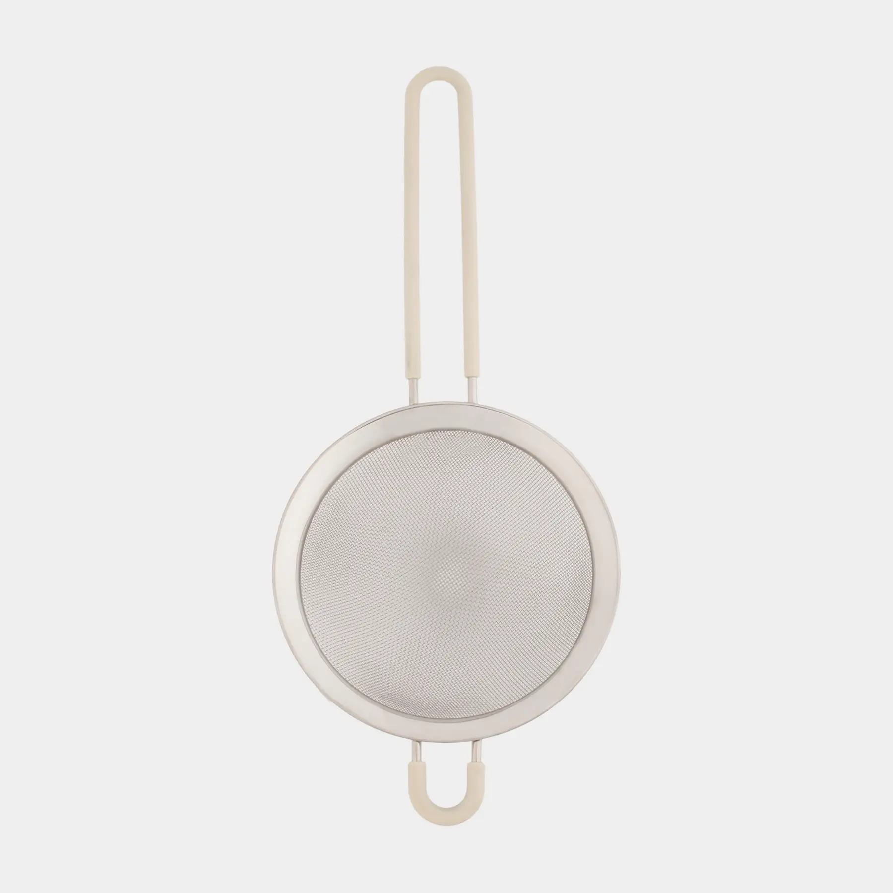 Strainer, 14 cm, with handle, steel / silicone, beige, Tammy