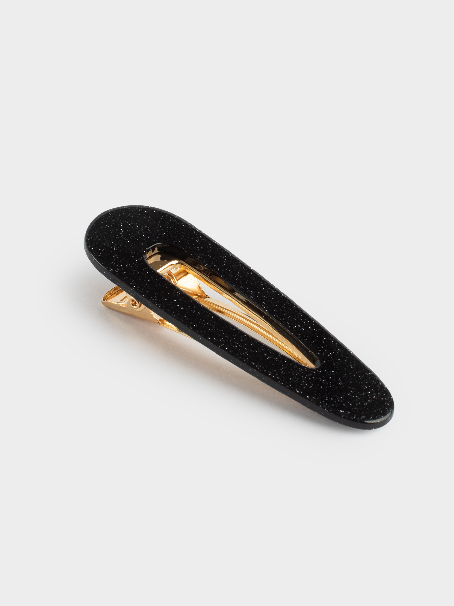 Hair clip, 7 cm, acrylic / metal, Black, Basic, image-1