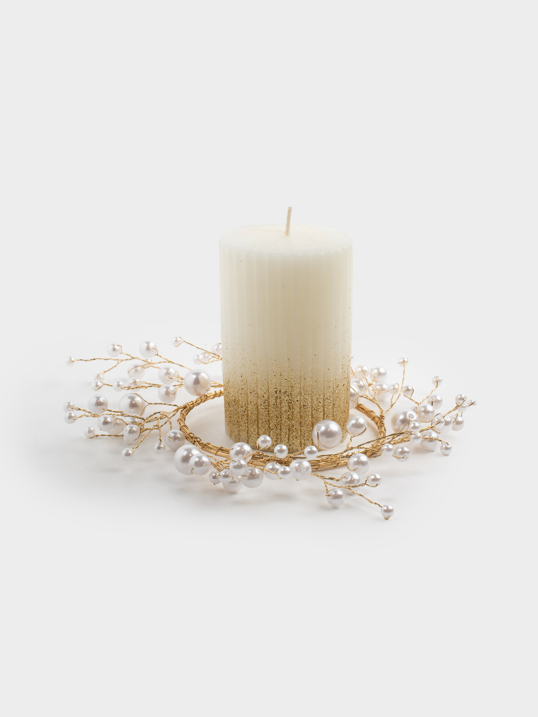 Napkin ring, 5 cm, plastic / metal, champagne, Pearls, Balls decor, image-4