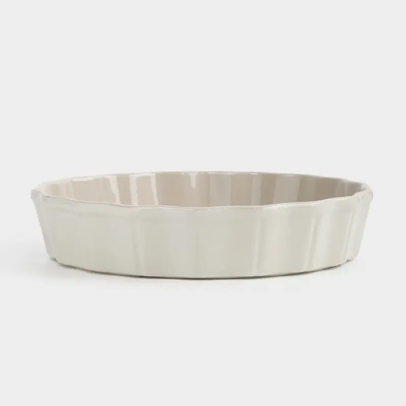 Baking dish, 24 cm, ceramic, round, milky beige, Cakes new ,image-0