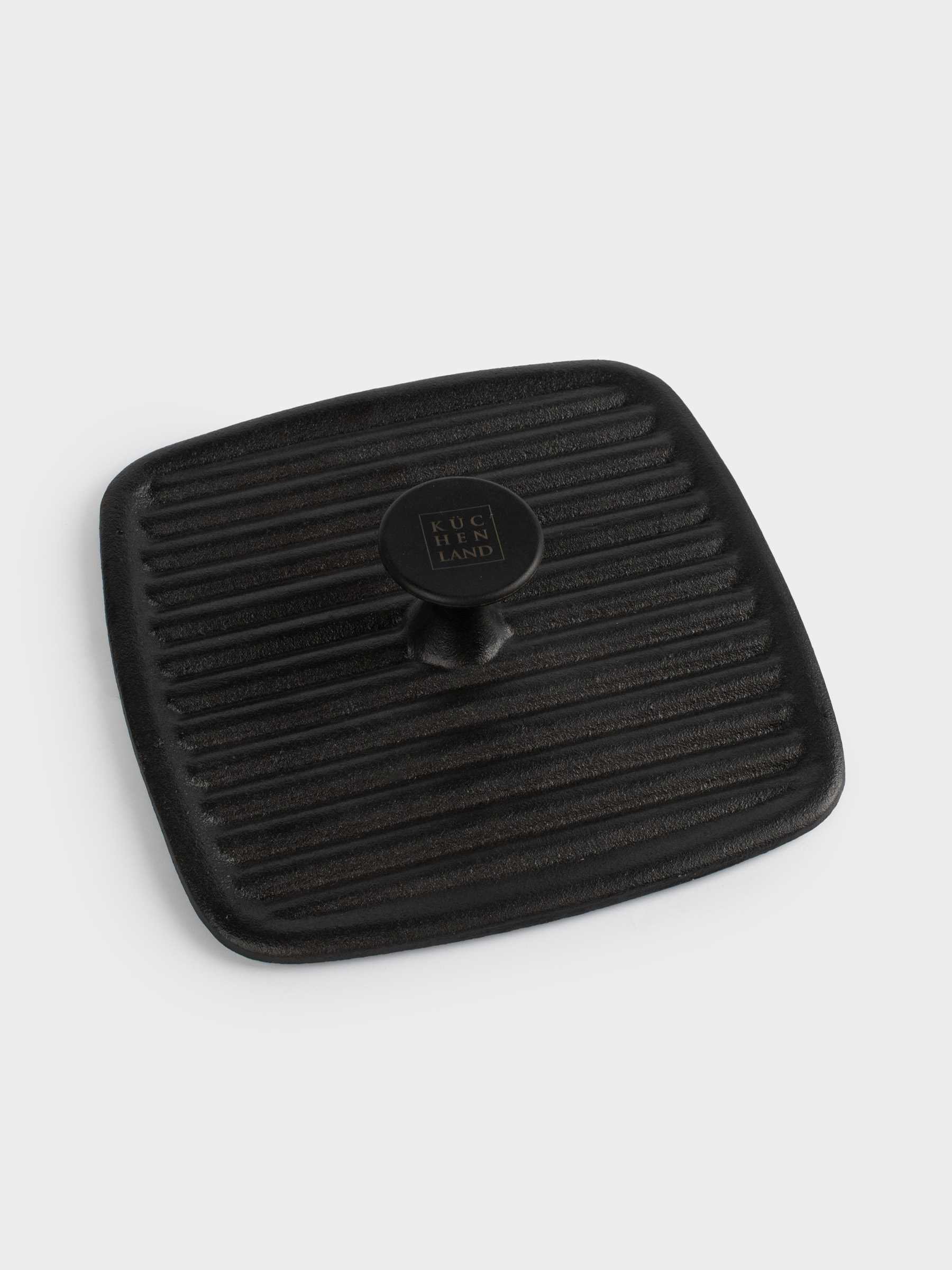 Grill press cover, 23 cm, cast iron, square, Black, Authentic, image-6