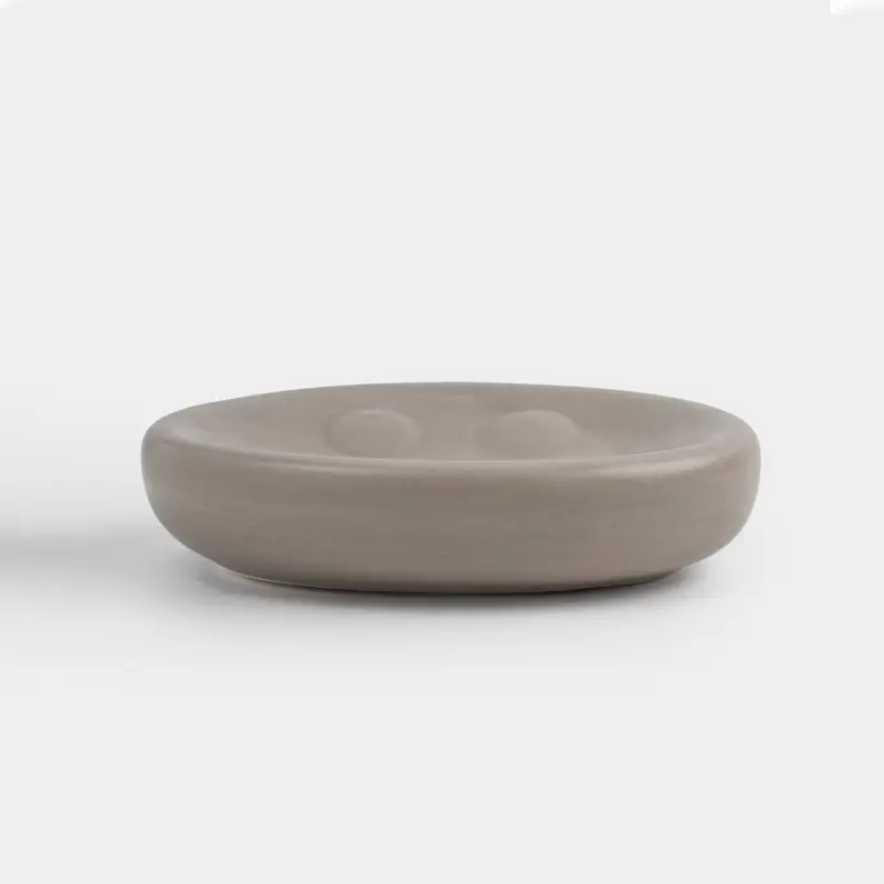 Soap dish, 13x9 cm, ceramic, oval, beige-gray, Giza ,image-0