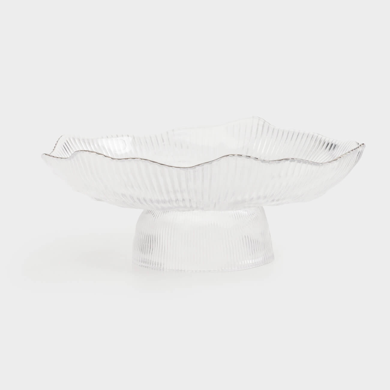 Dish on a leg, 23x9 cm, glass R, with silver edging, Argos silver, image-0