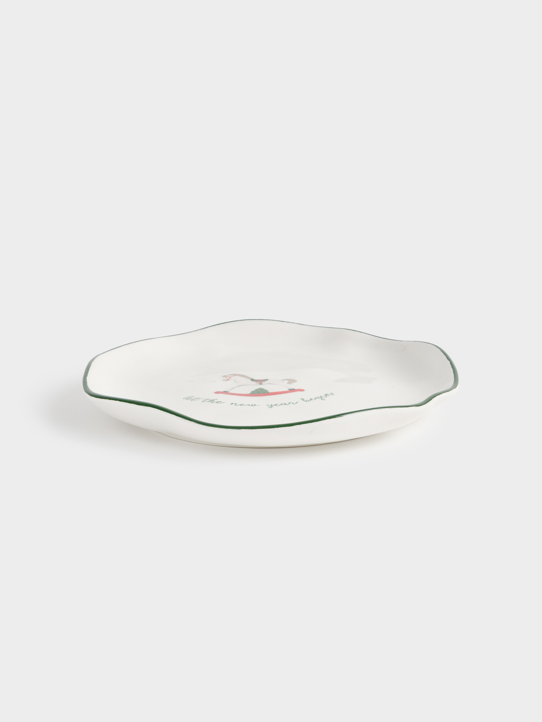 Snack plate, 21 cm, ceramic, Horse, Christmas green, image-2