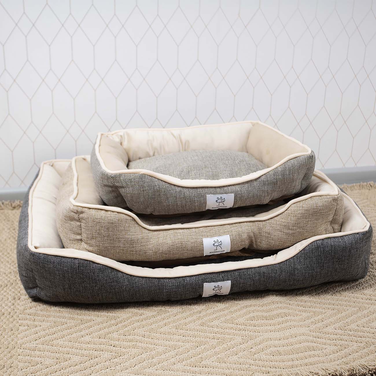 Pet lounger, 47x39x12 cm, polyester, light grey, Funny pet