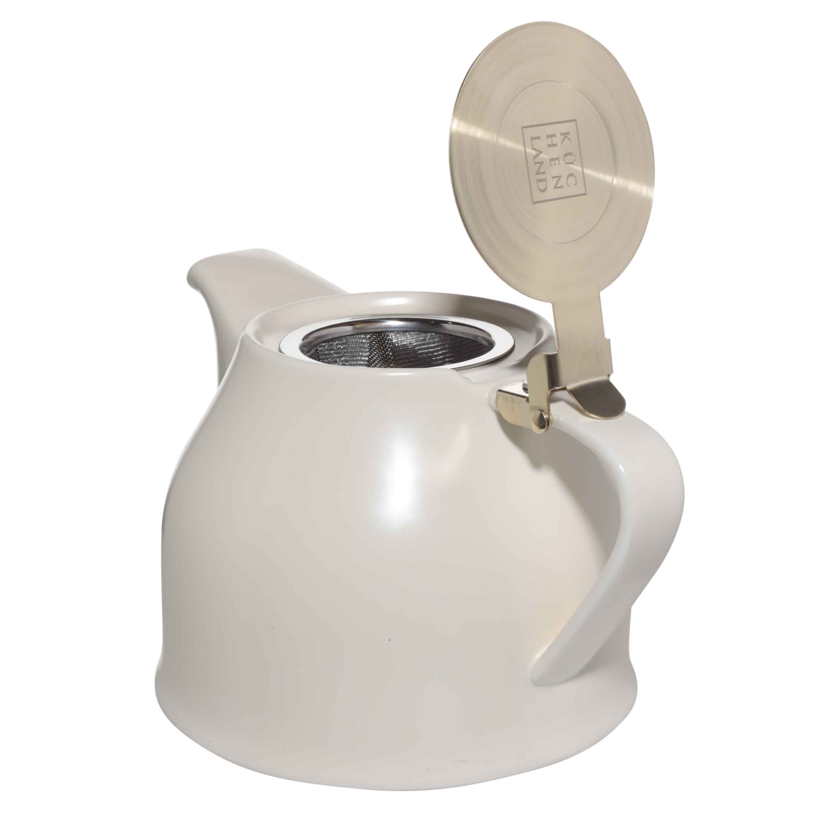 Teapot, 1 l, ceramic / steel, milky-golden, Kettle ceramo, image-0