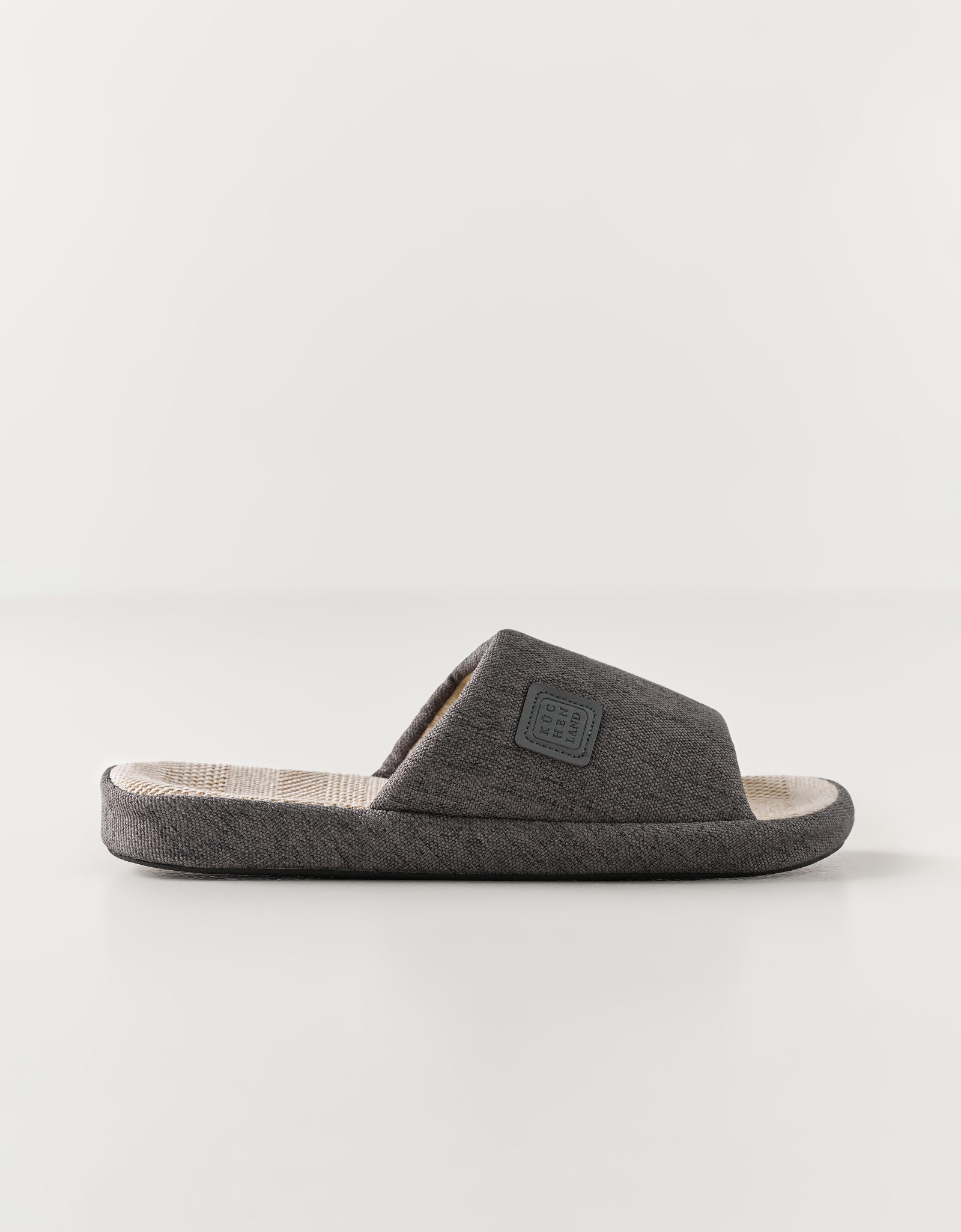 Men's slippers, homewear, size 40-41, polyester, dark gray, Serious, image-0