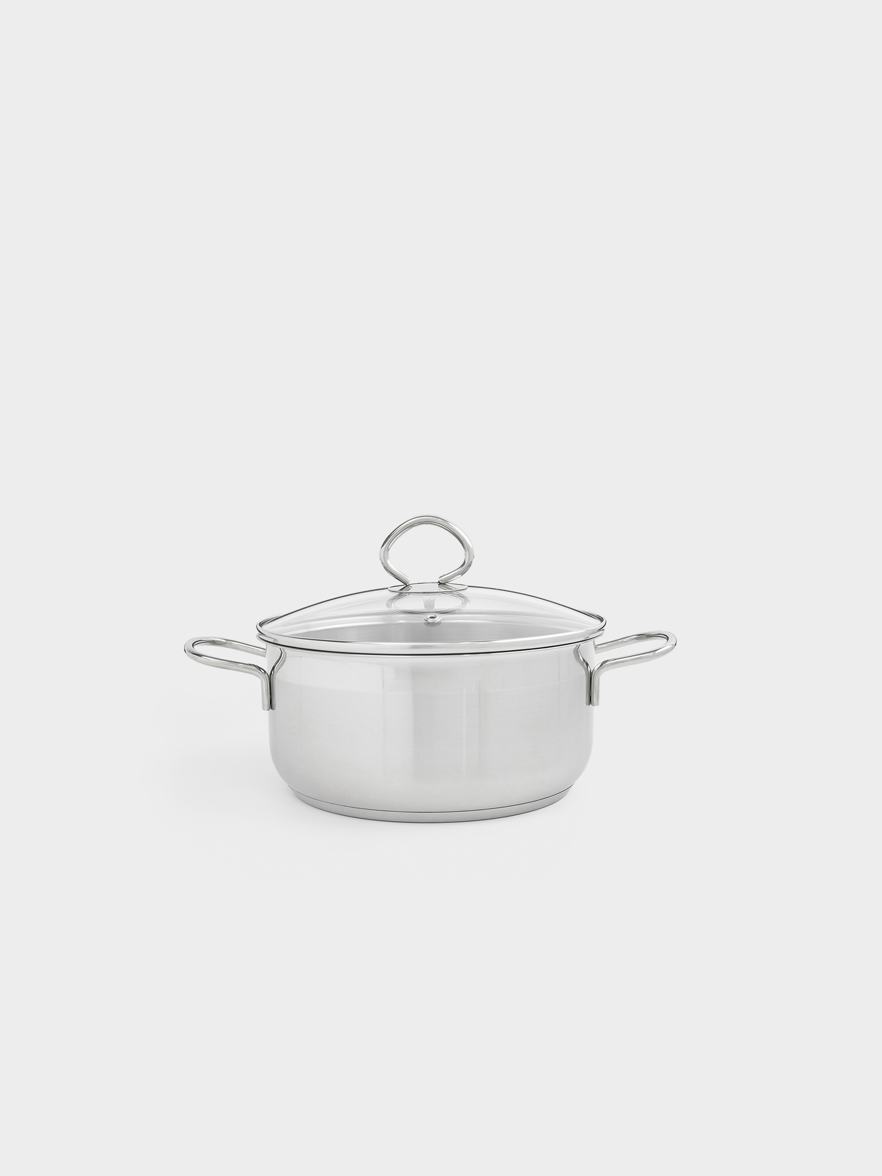 Pot, 20 cm, 2.8 l, with lid, steel / glass, Egoist lite, image-0