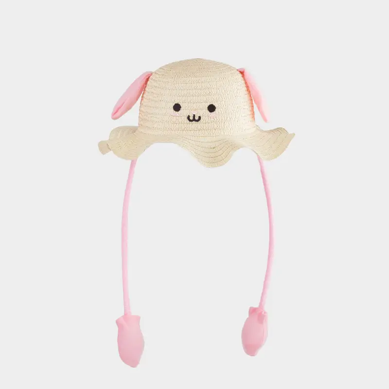 Children's hat, single size, with raised ears, cellulose / polyester, milky, Banjo ,image-0