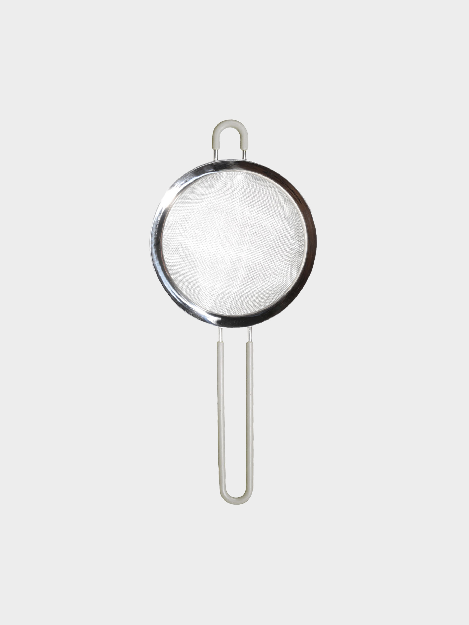 Strainer, 14 cm, with handle, steel / silicone, beige, Tammy, image-0