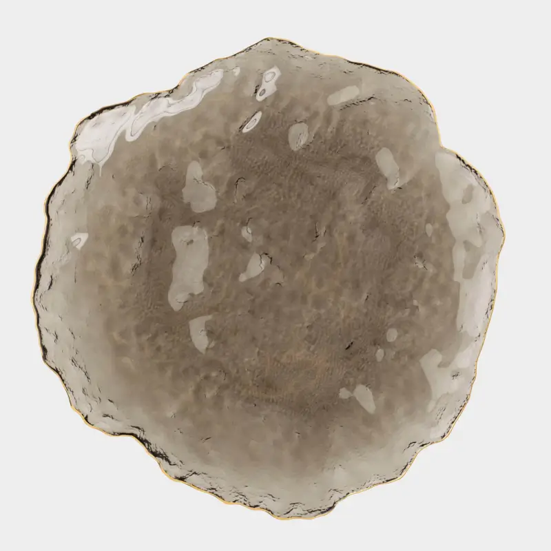 Dish, 30 cm, glass, gray, with golden edging, Nautilus color