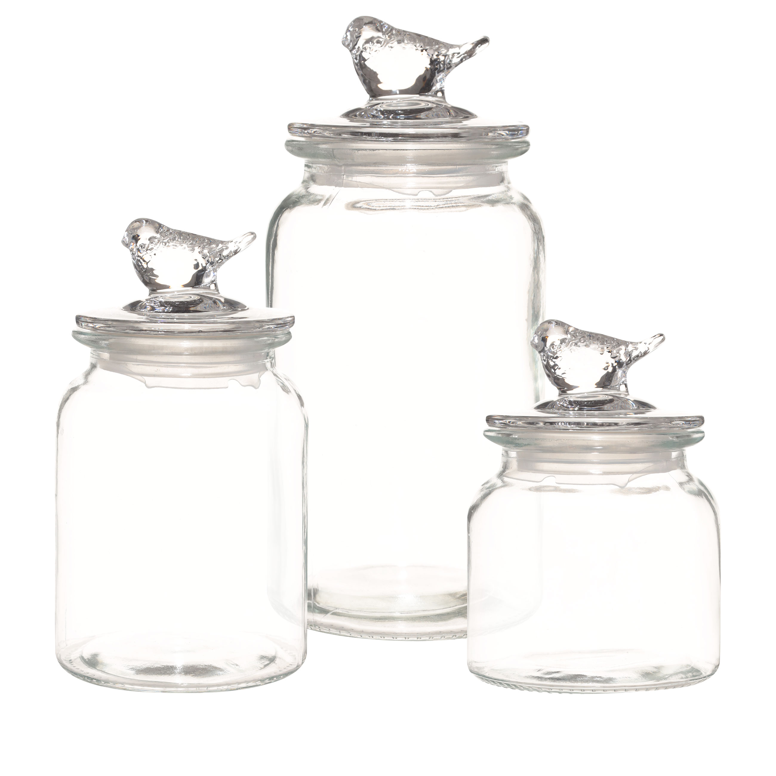Food jars set, 3 pcs, Glass, Bird, Birds, image-0