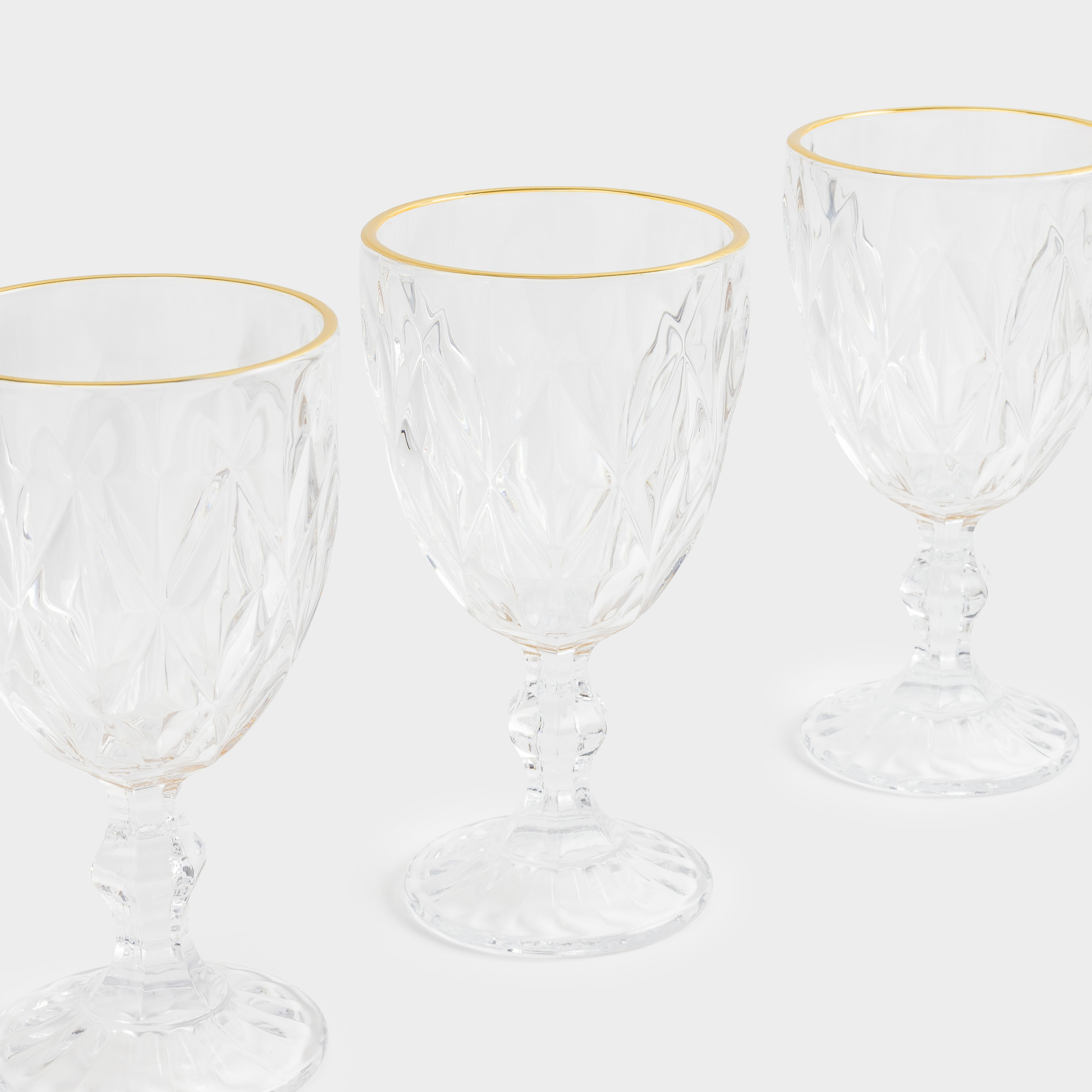 Wine glass, 300 ml, 6 pcs, glass R, with golden edging, Rhomb gold