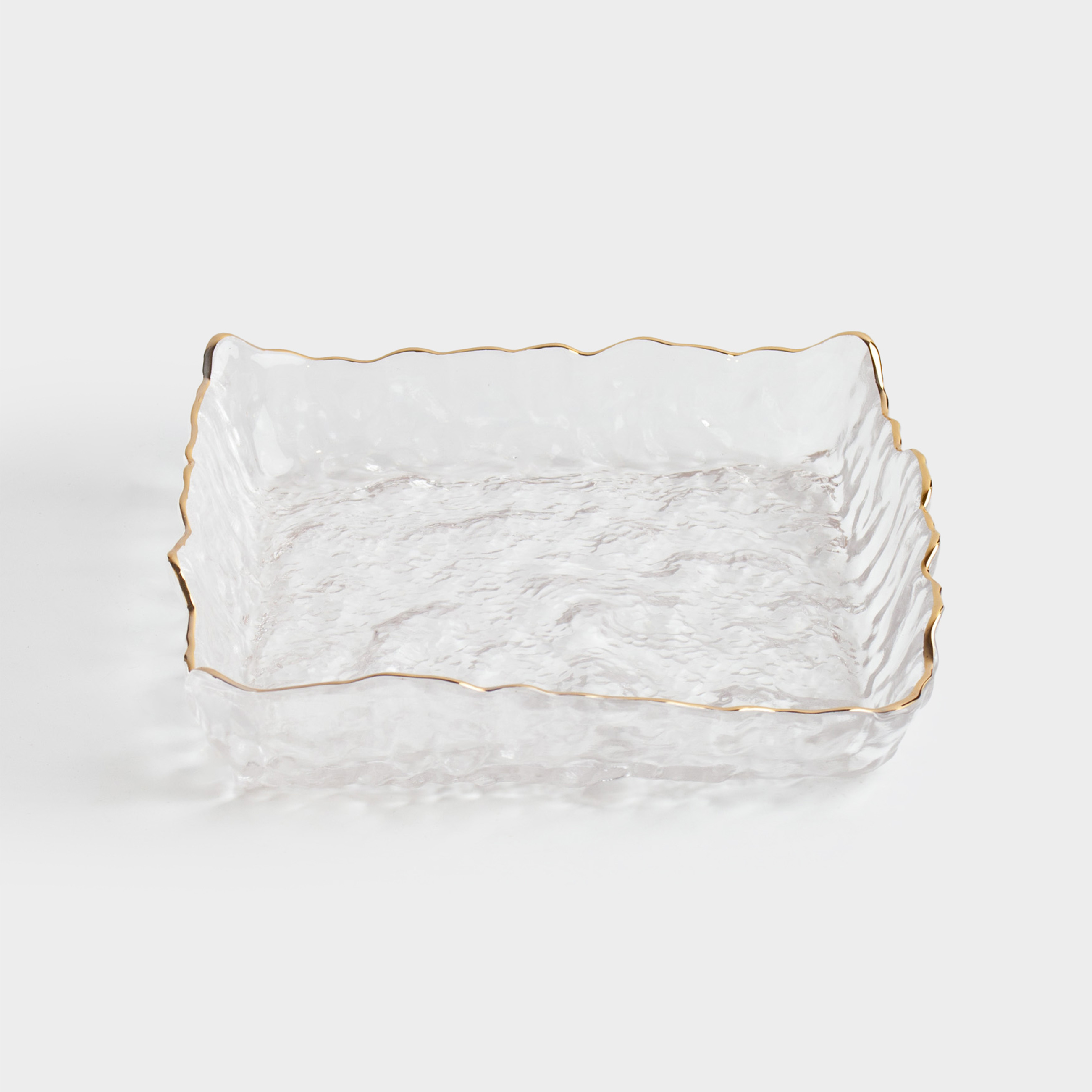 Dish, 15x15 cm, glass, square, with golden edging, Nautilus gold, image-0