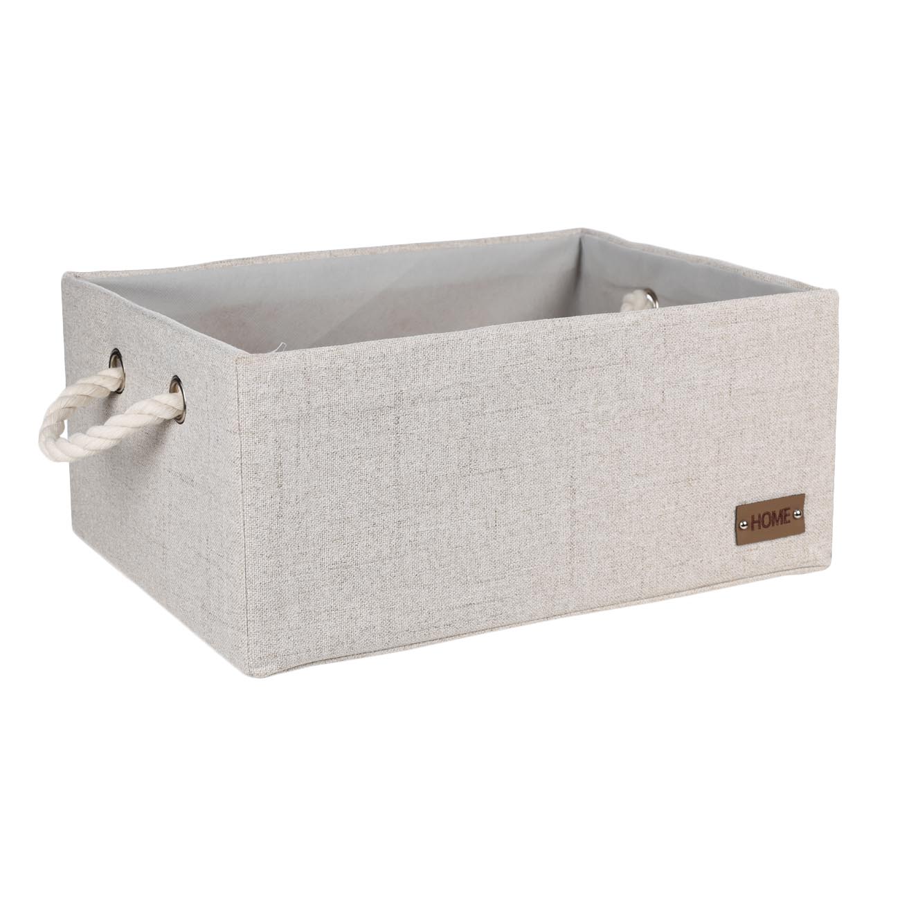 Storage basket, 38x28x17 cm, with handles, polyester, rectangular, Beige, Everyday, image-2