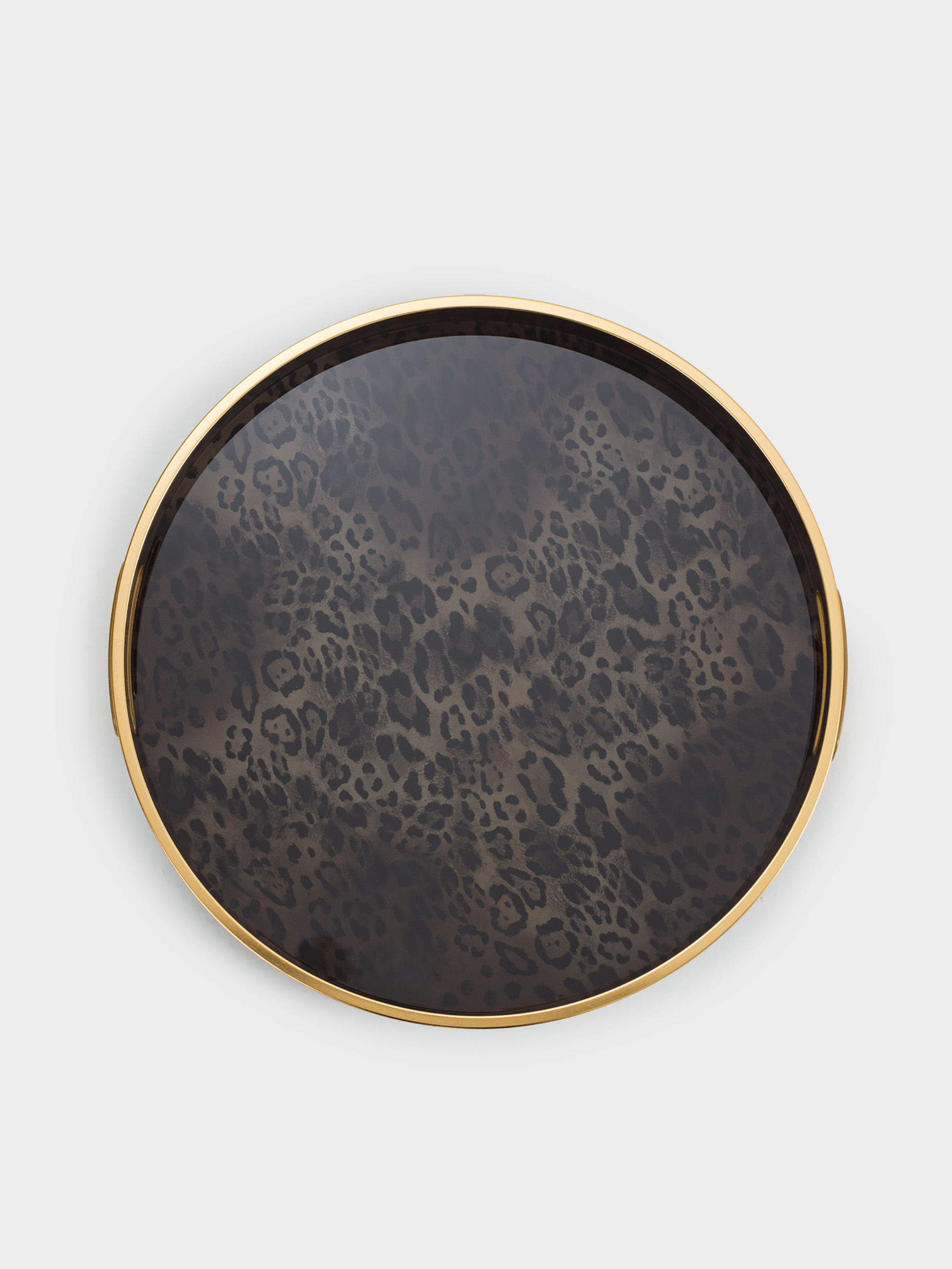 Tray, 45 cm, plastic / glass, round, Black, Leopard, Leopard, image-4