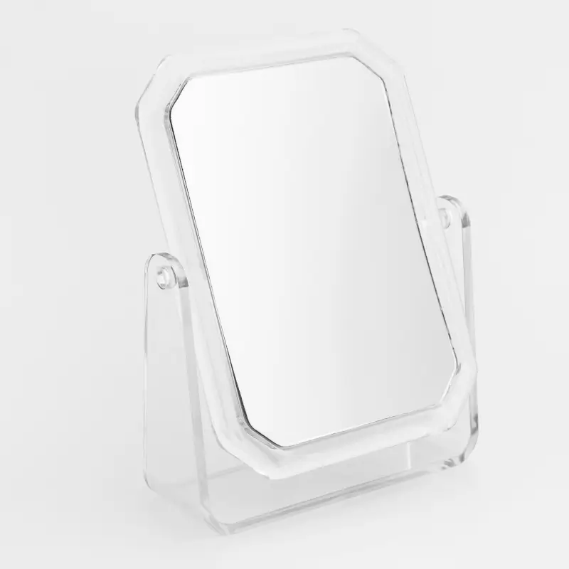 Table mirror, 14 cm, double-sided, plastic, rectangular ,image-0