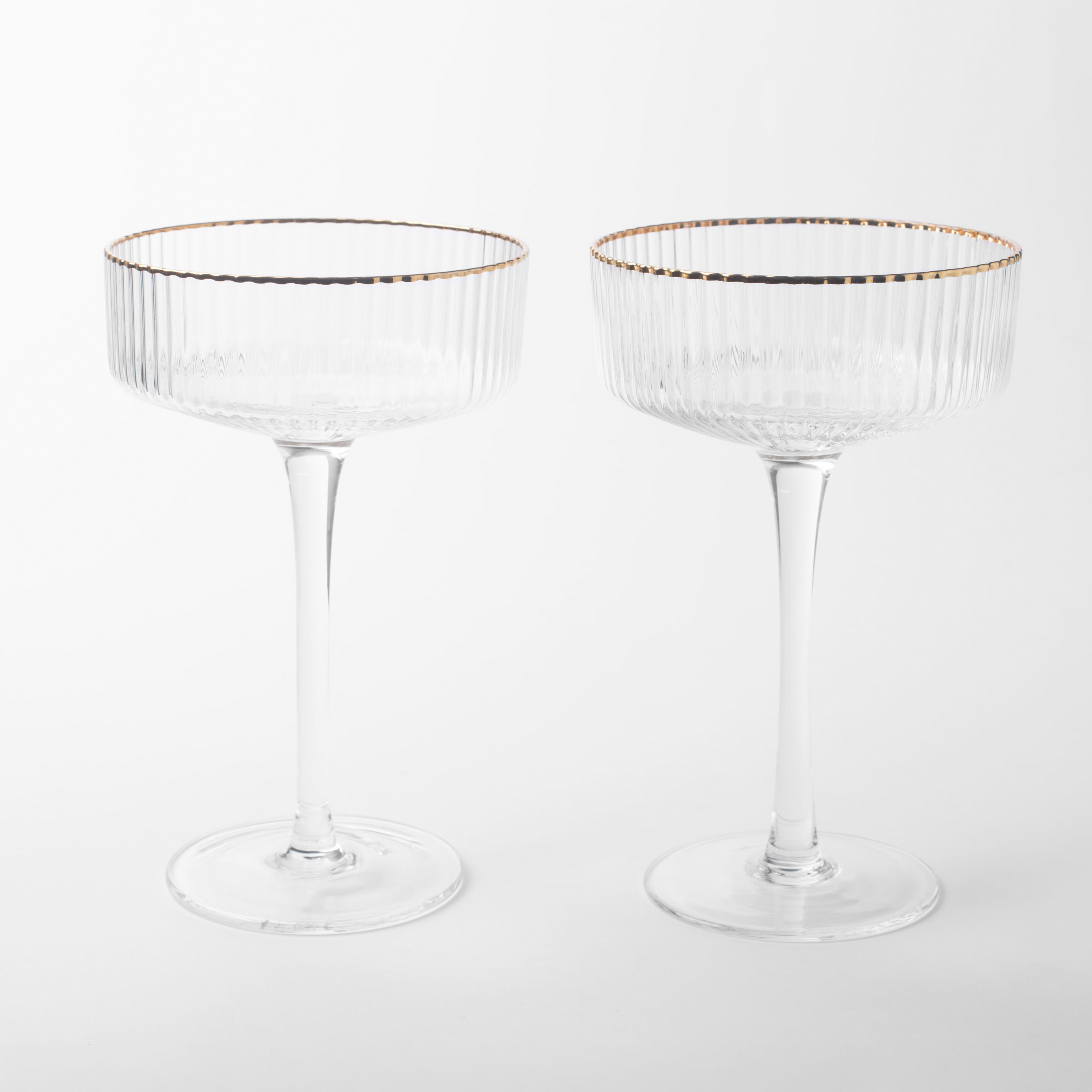 Drinking glass, 200 ml, 2 pcs, glass R, with golden edging, Ribby, image-0