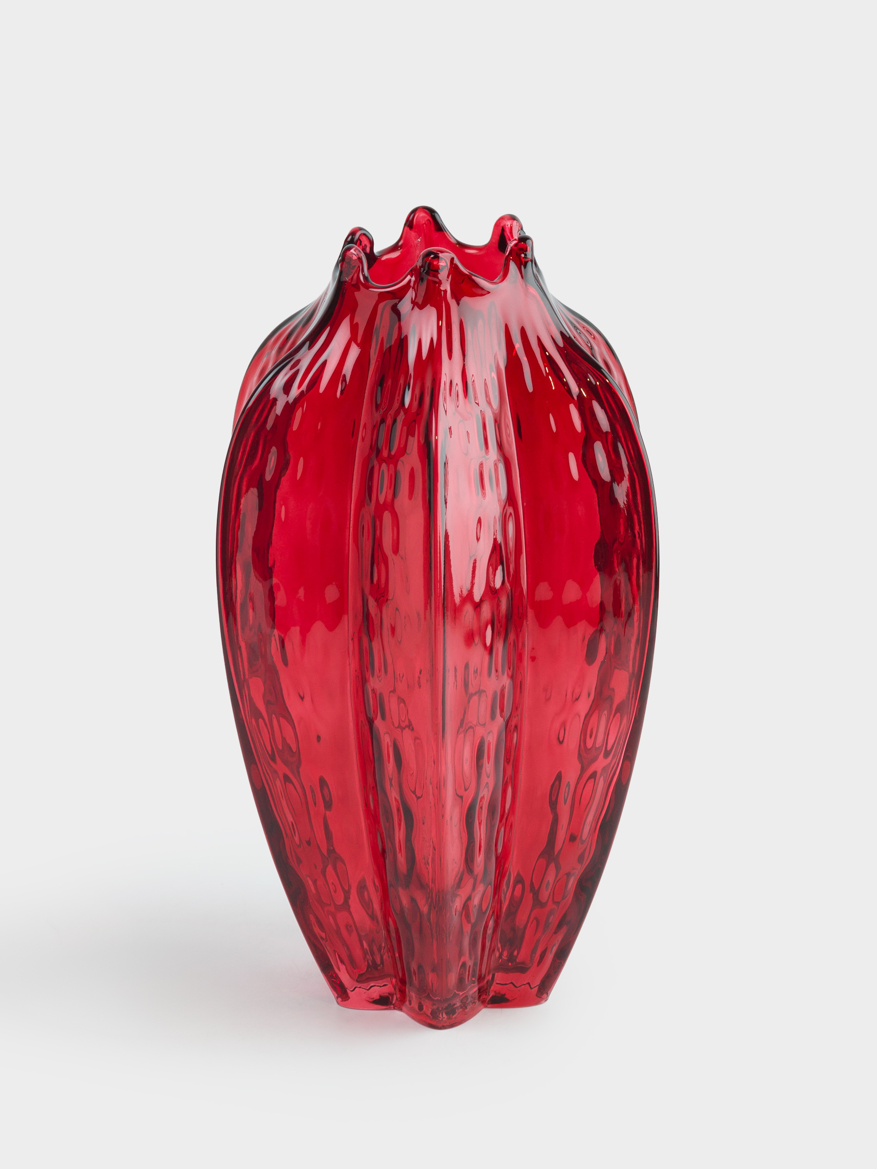 Flower vase, 34 cm, glass, red, Pomegranate, Ribedic, image-0