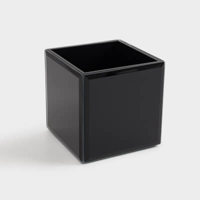 Cosmetics organizer, 10x10 cm, glass, mirror, black, Glossy black ,image-0