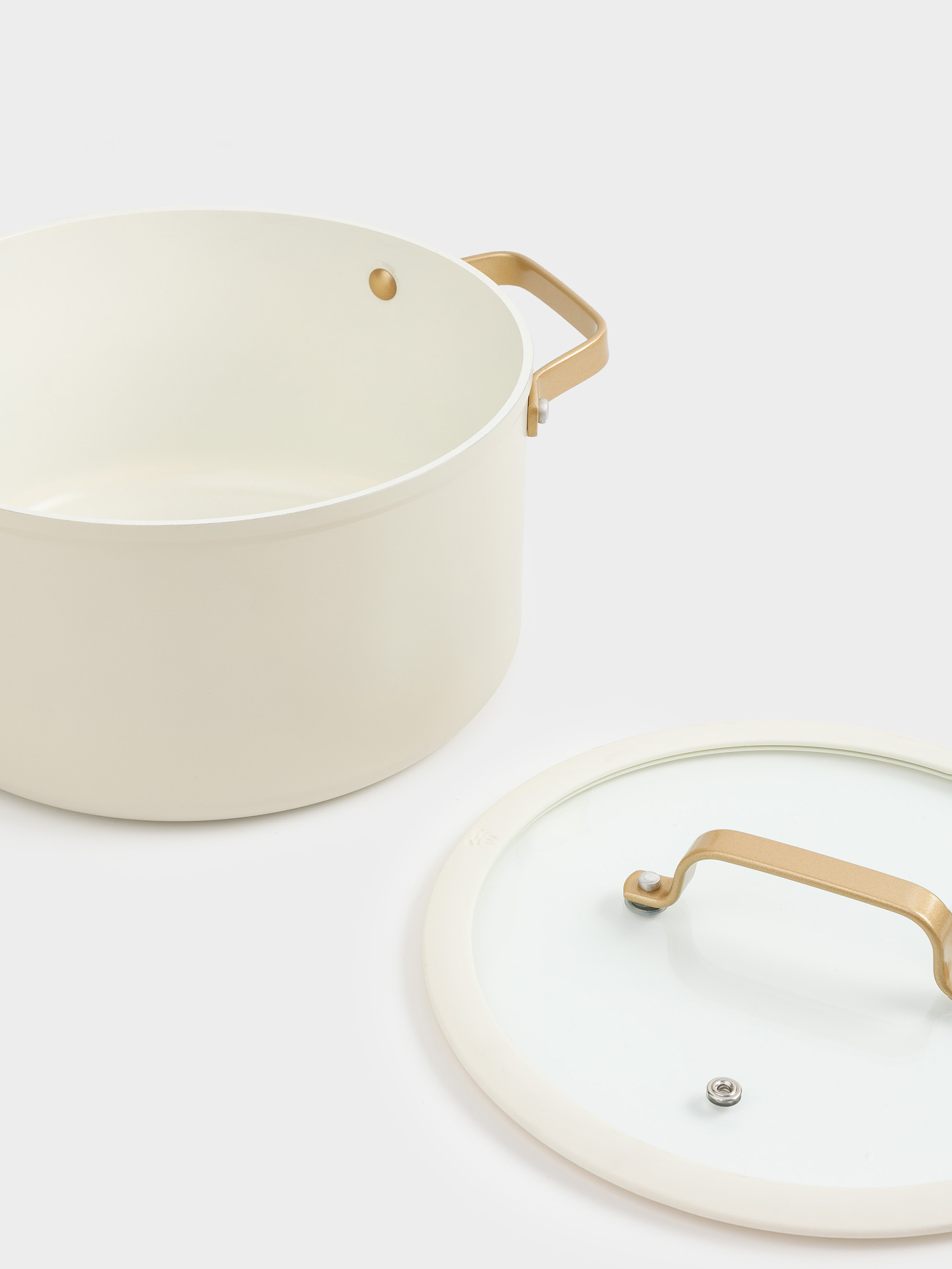 Pot, 24 cm, 5.5 l, with lid, coated, aluminum, milky, Piatto gold, image-3