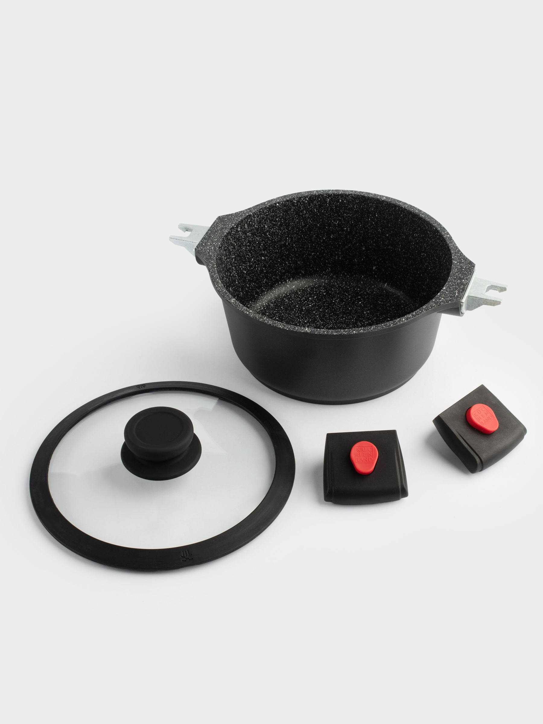 Pot, 20 cm, 2.5 l, with lid, removable handles, coated, aluminum, Solution Red 2, image-7