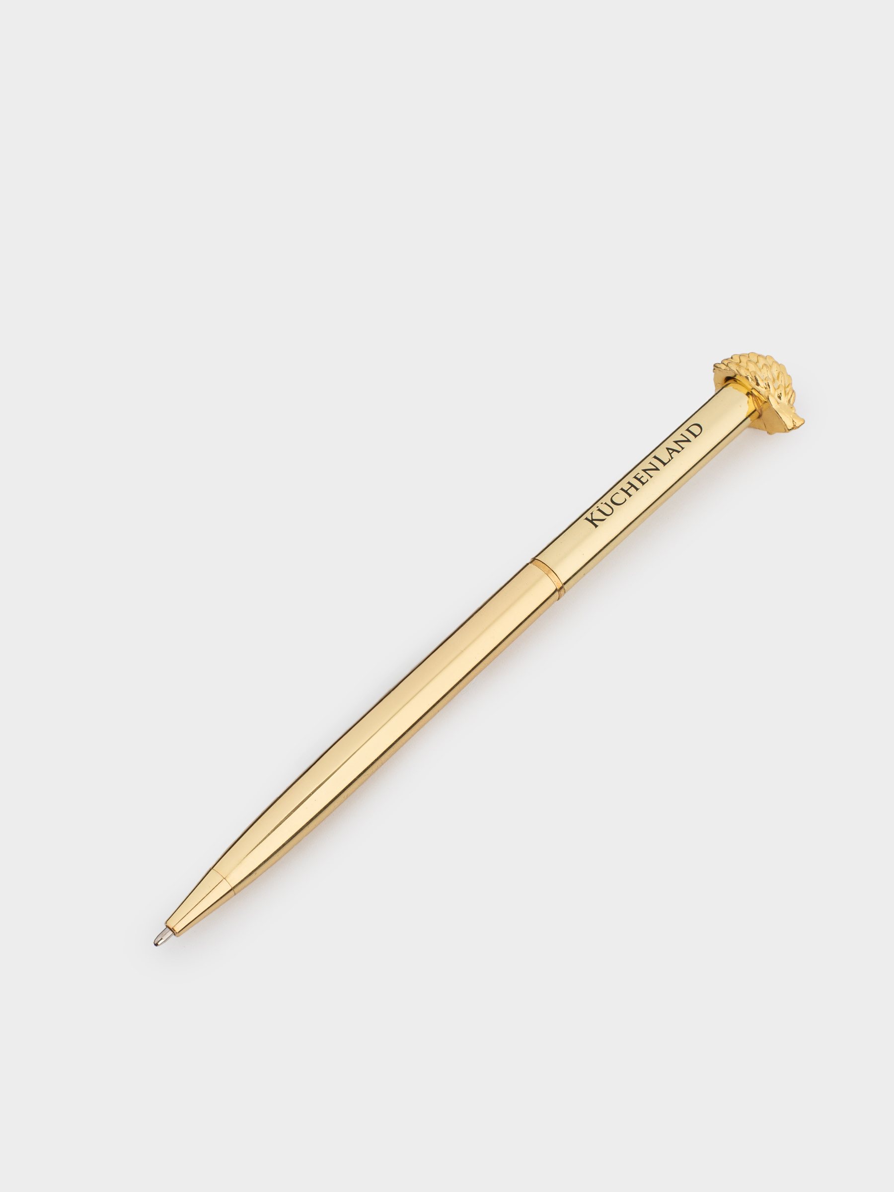 Ballpoint pen, 15 cm, with a figure, steel, golden, Hedgehog, Draw figure, image-1