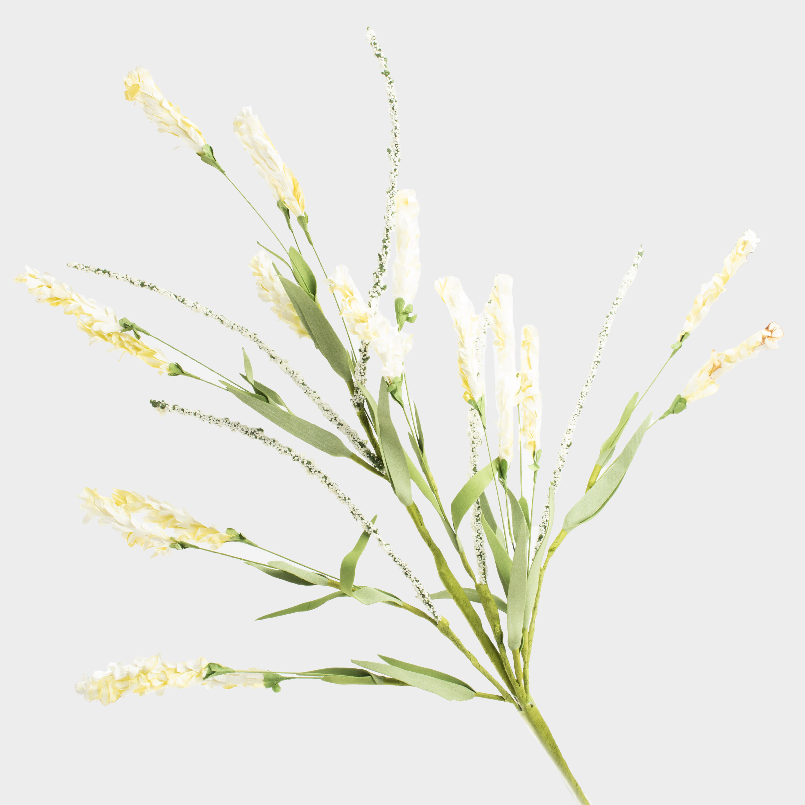 Decorative branch, 58 cm, paper / foam, White spikelets, Flower garden, image-1