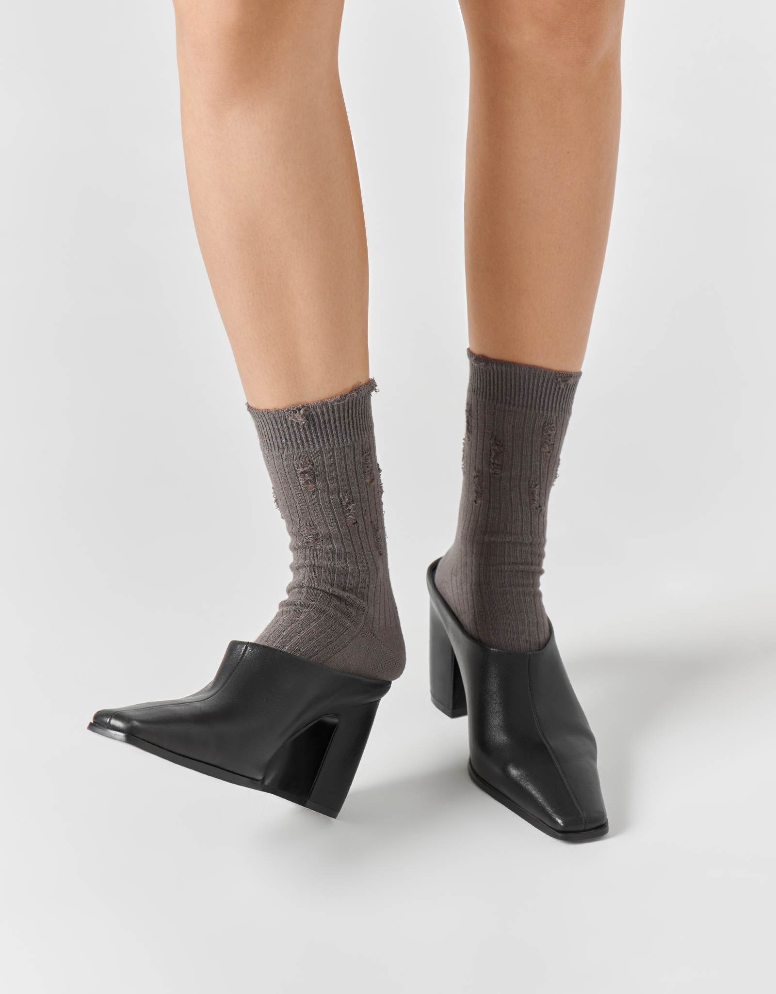 Women's socks, size 36-38, with a ragged effect, cotton / polyester, gray, Rubchik grunge, image-2