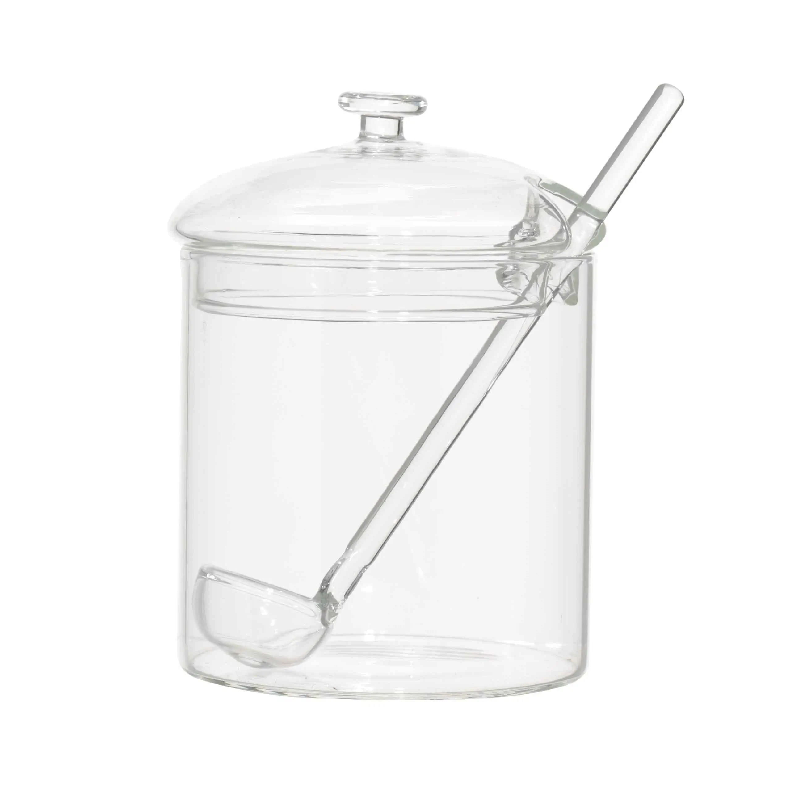 Sugar bowl, 8 cm, 300 ml, with spoon, glass B, Clear, image-0